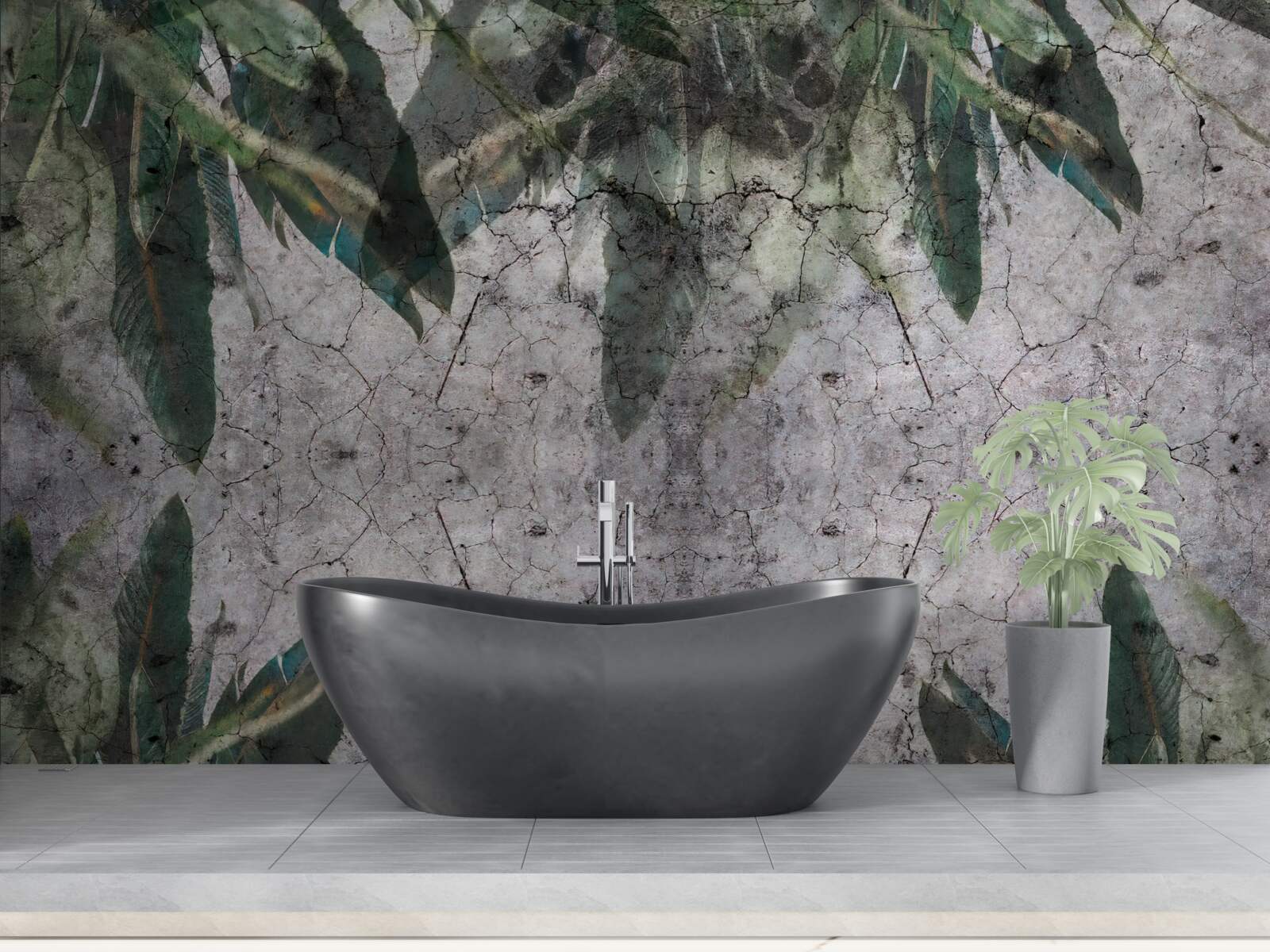 Fototapeta Stena s listami z betónu