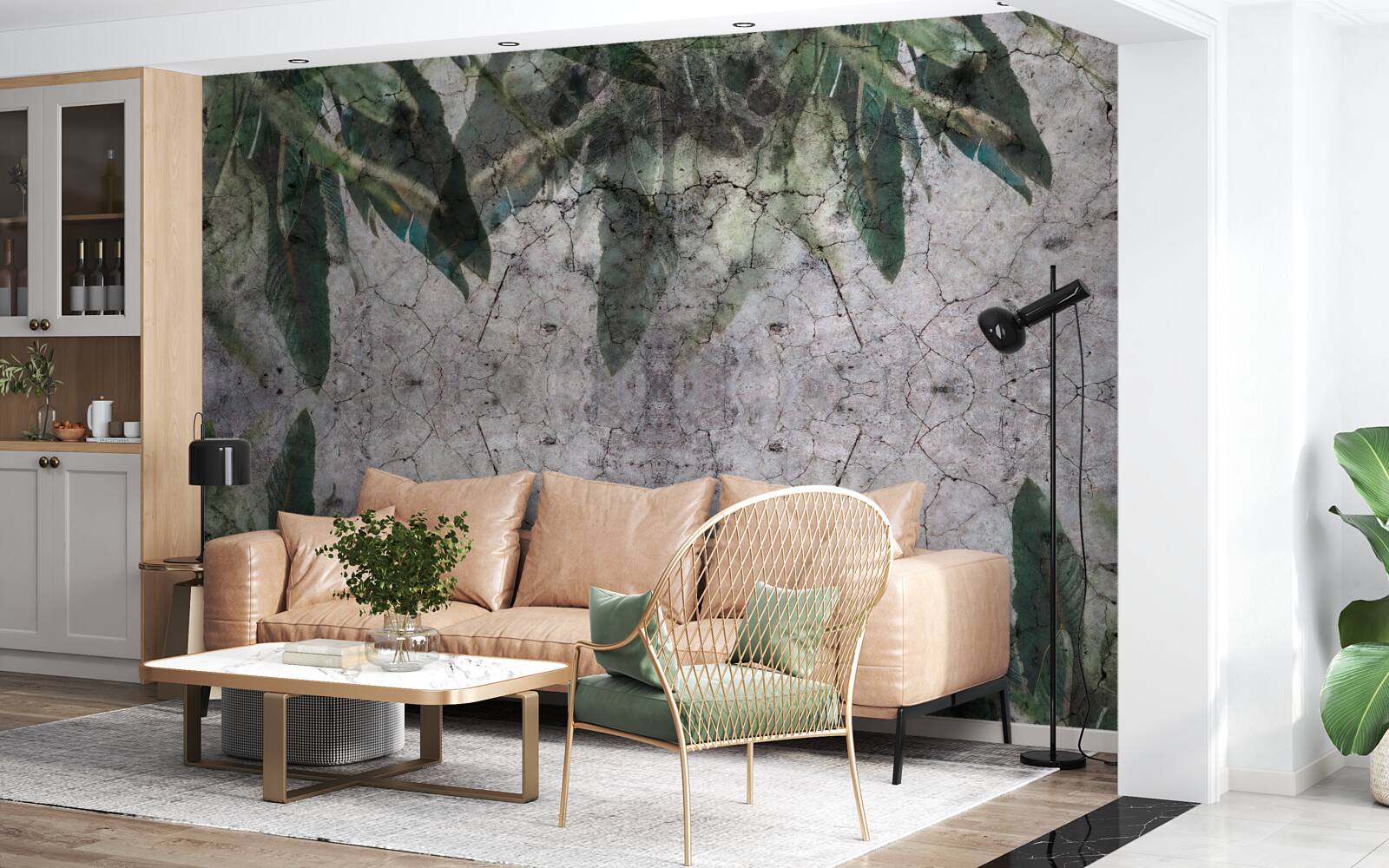 Fototapeta Stena s listami z betónu