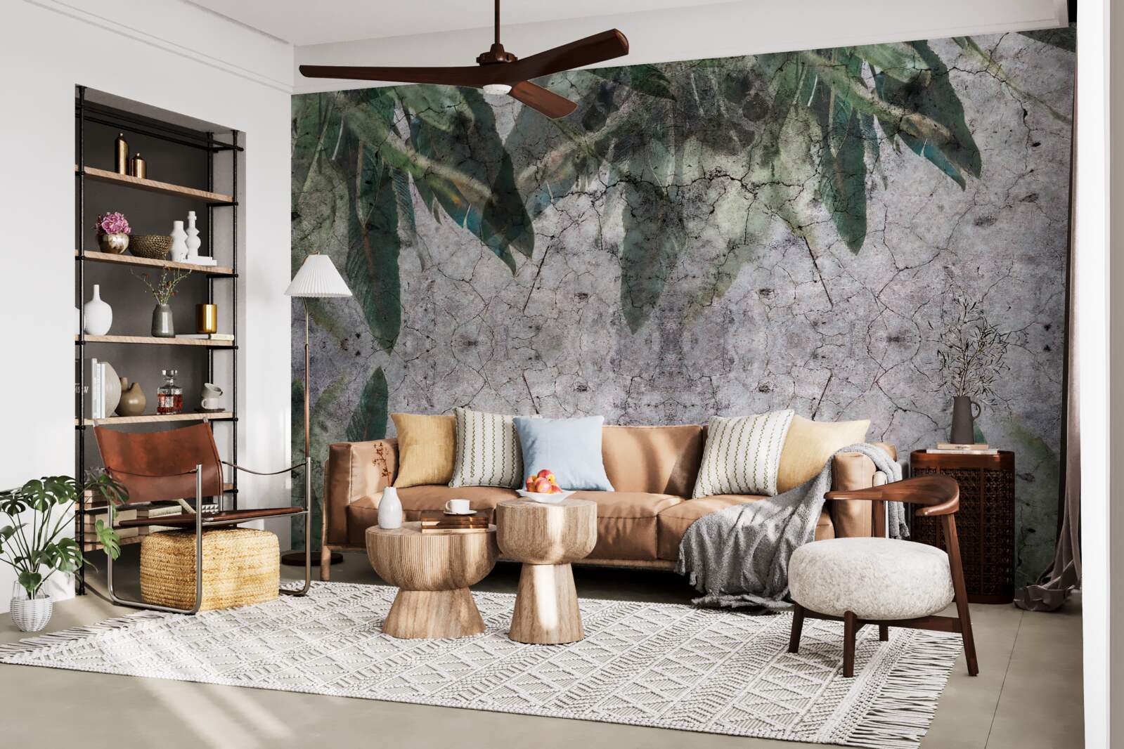 Fototapeta Stena s listami z betónu