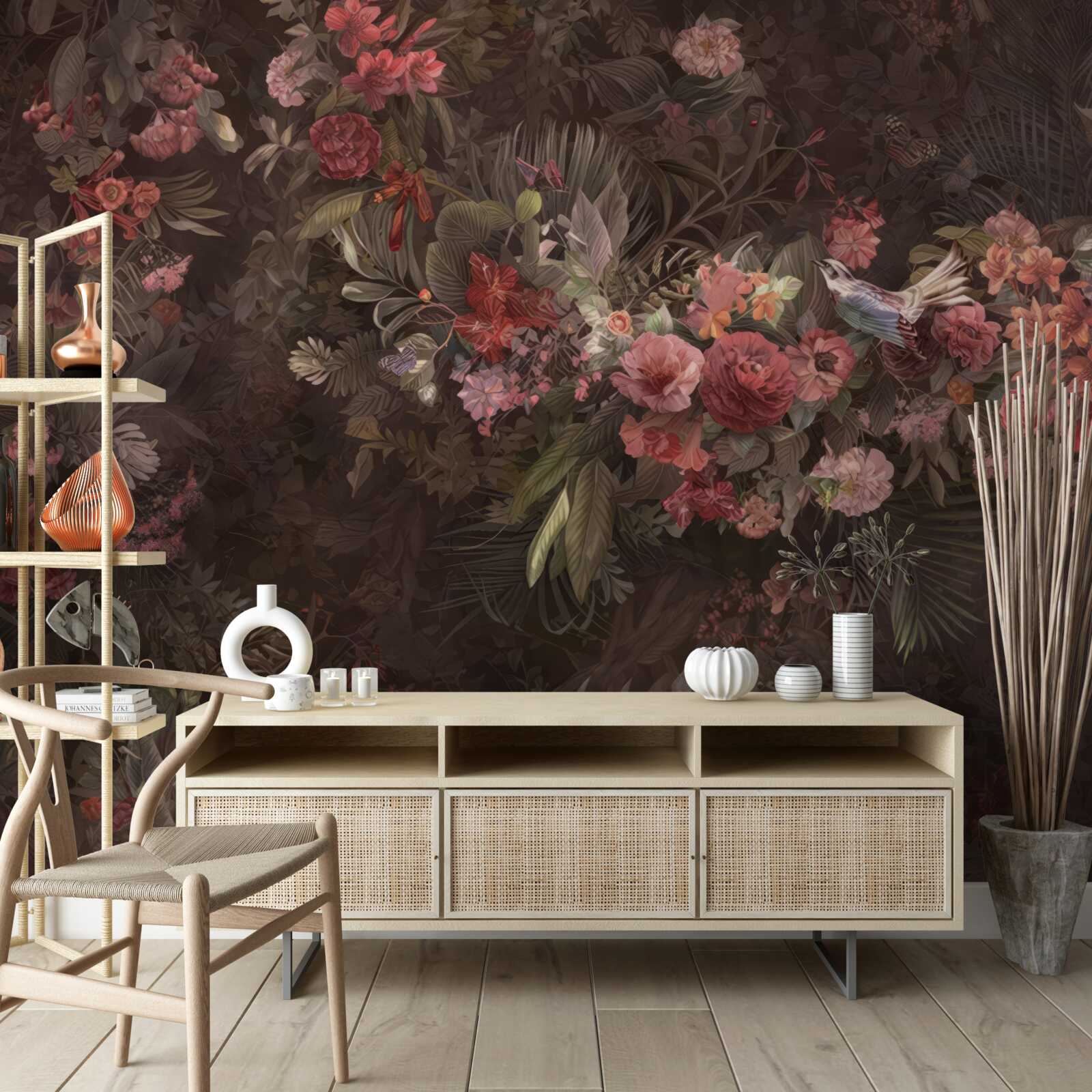 Fototapeta tmavá záhrada s kvetmi