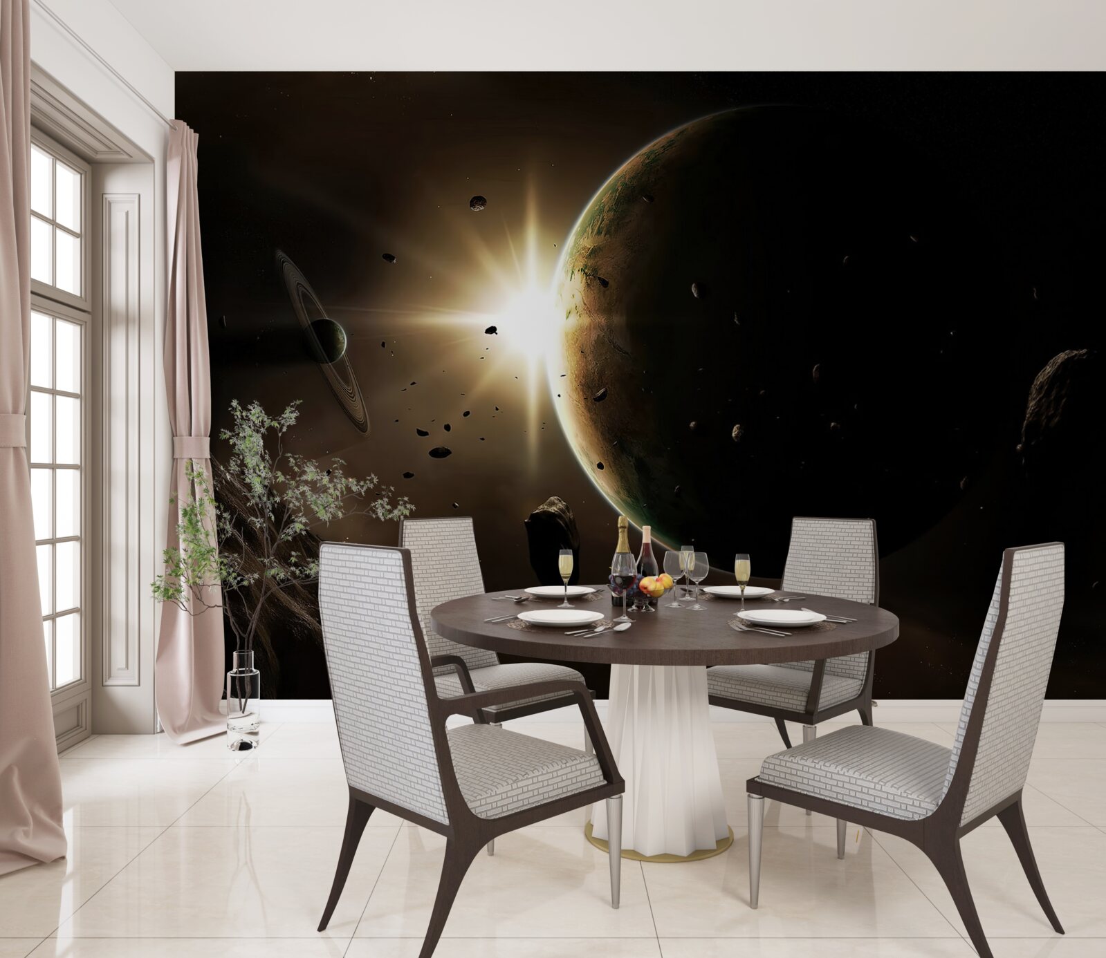 Fototapeta planéty a kométy, ktoré sa rútia okolo