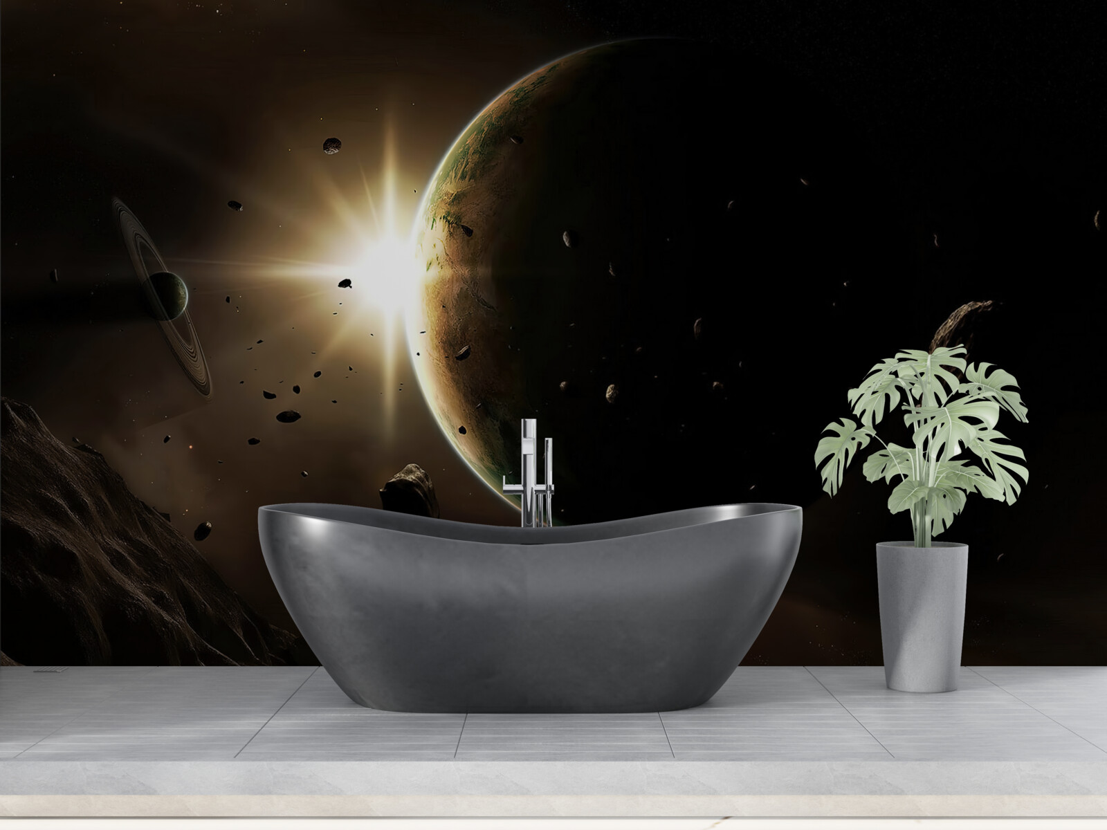 Fototapeta planéty a kométy, ktoré sa rútia okolo