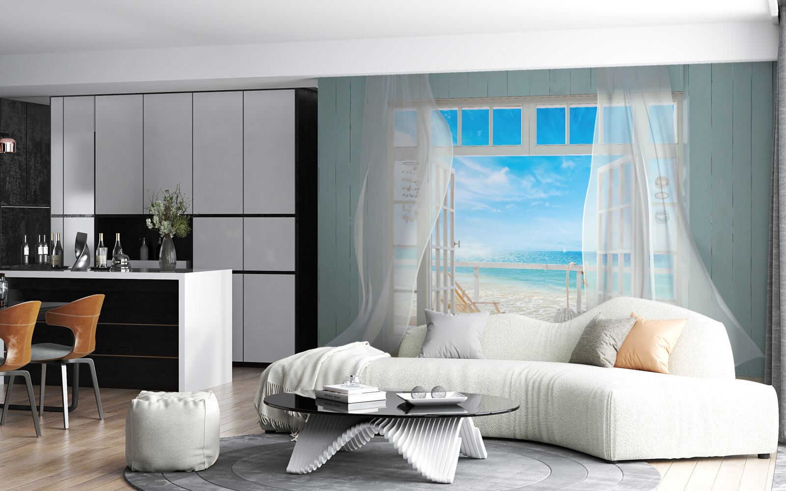 Fototapeta vlajúce závesy otvoreného okna