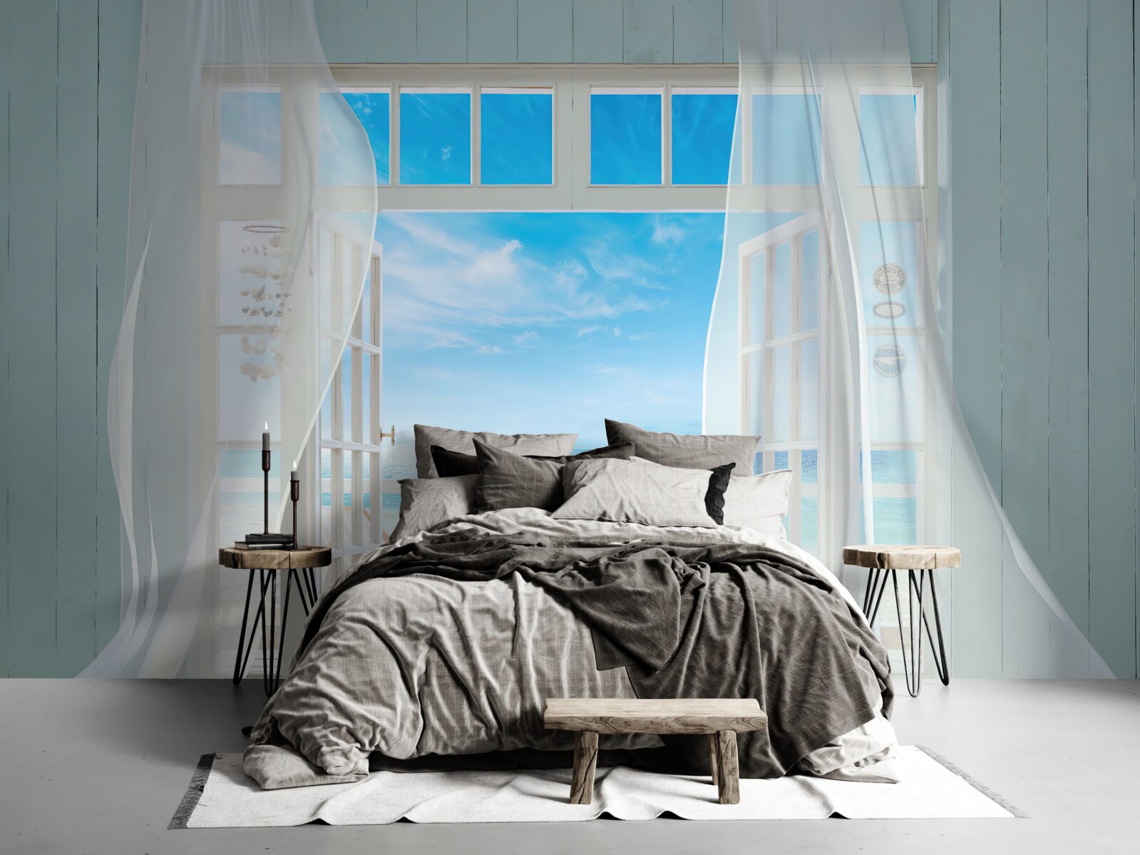 Fototapeta vlajúce závesy otvoreného okna