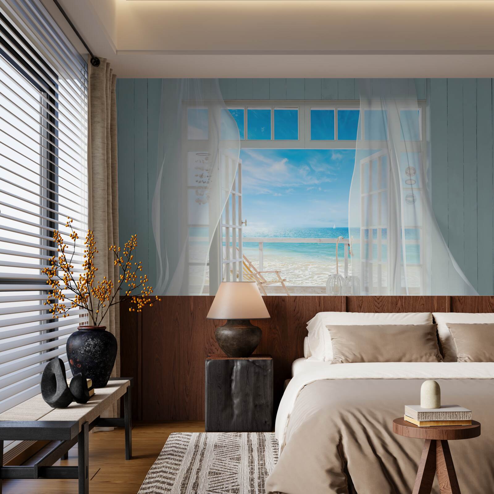 Fototapeta vlajúce závesy otvoreného okna