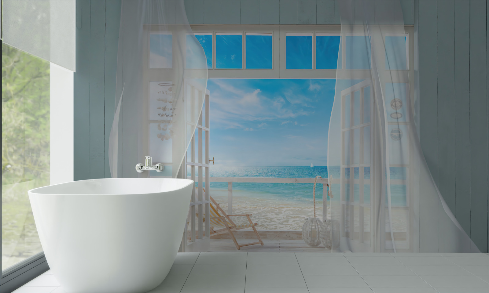 Fototapeta vlajúce závesy otvoreného okna