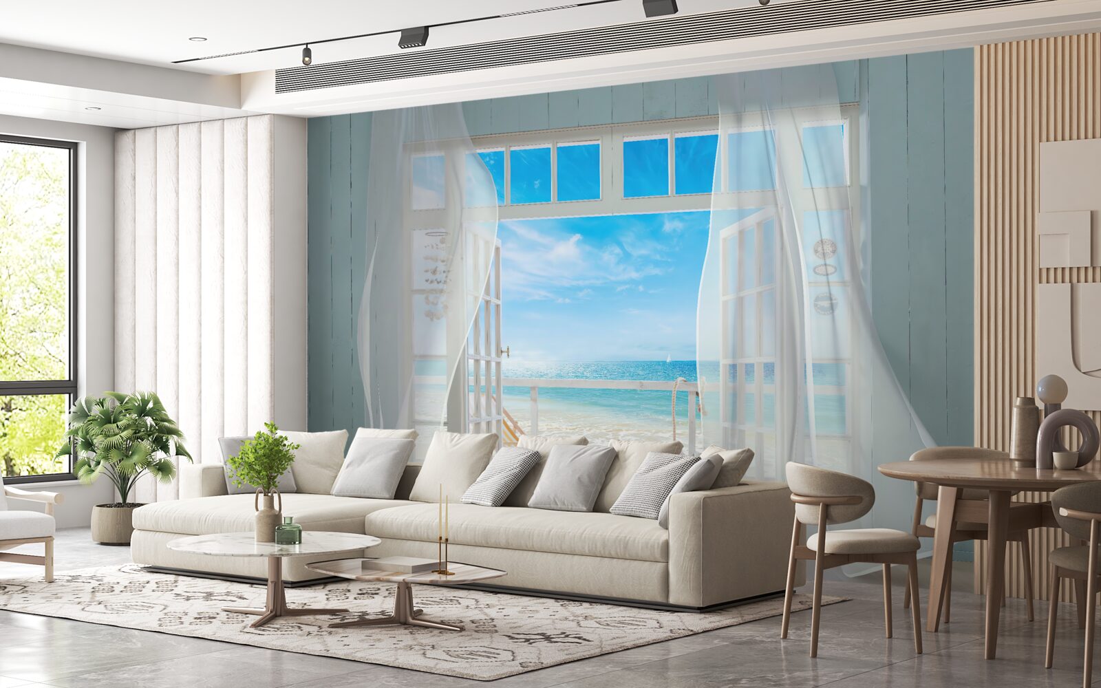 Fototapeta vlajúce závesy otvoreného okna