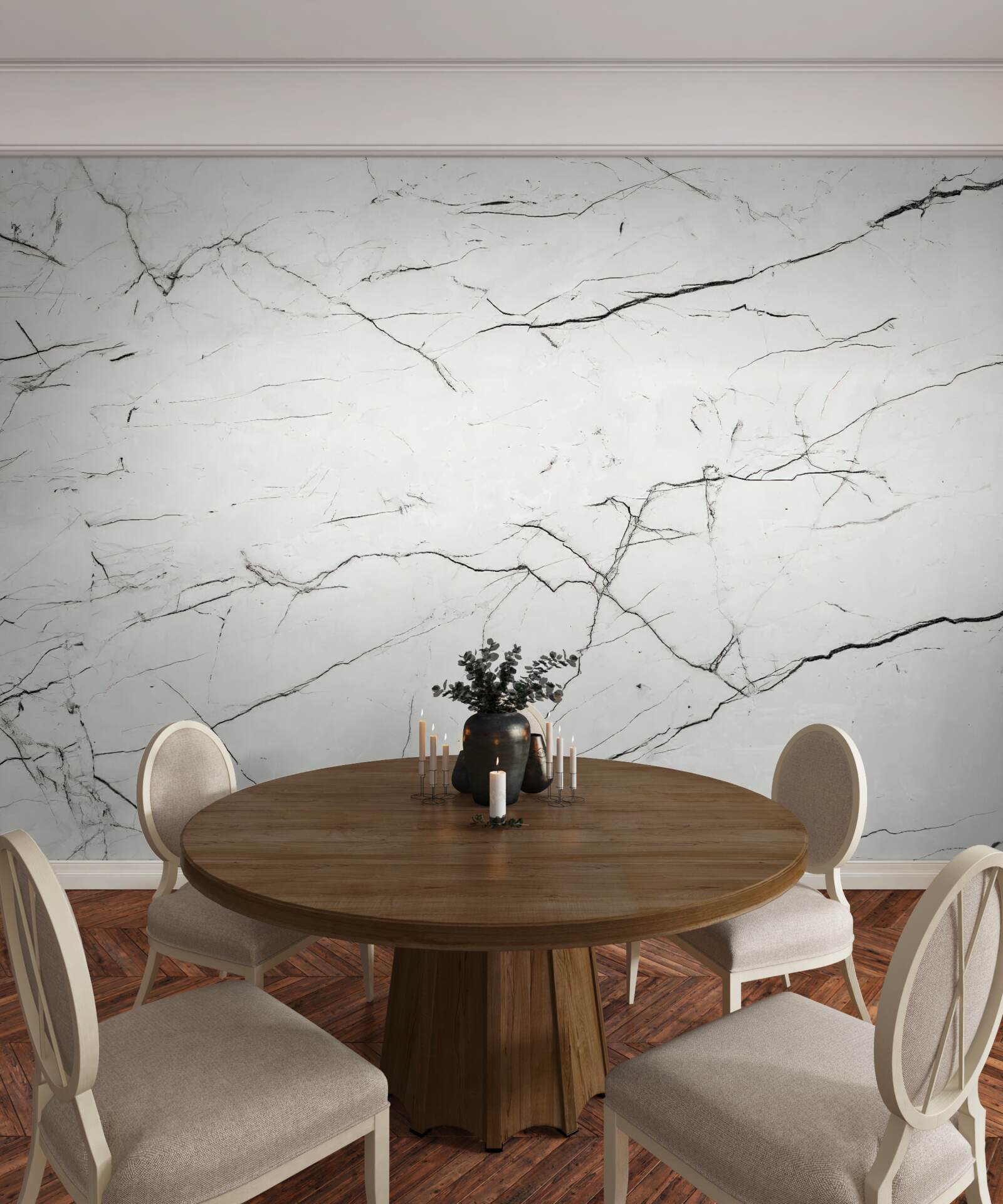 Fototapeta biely mramor s tenkými tmavými žilami
