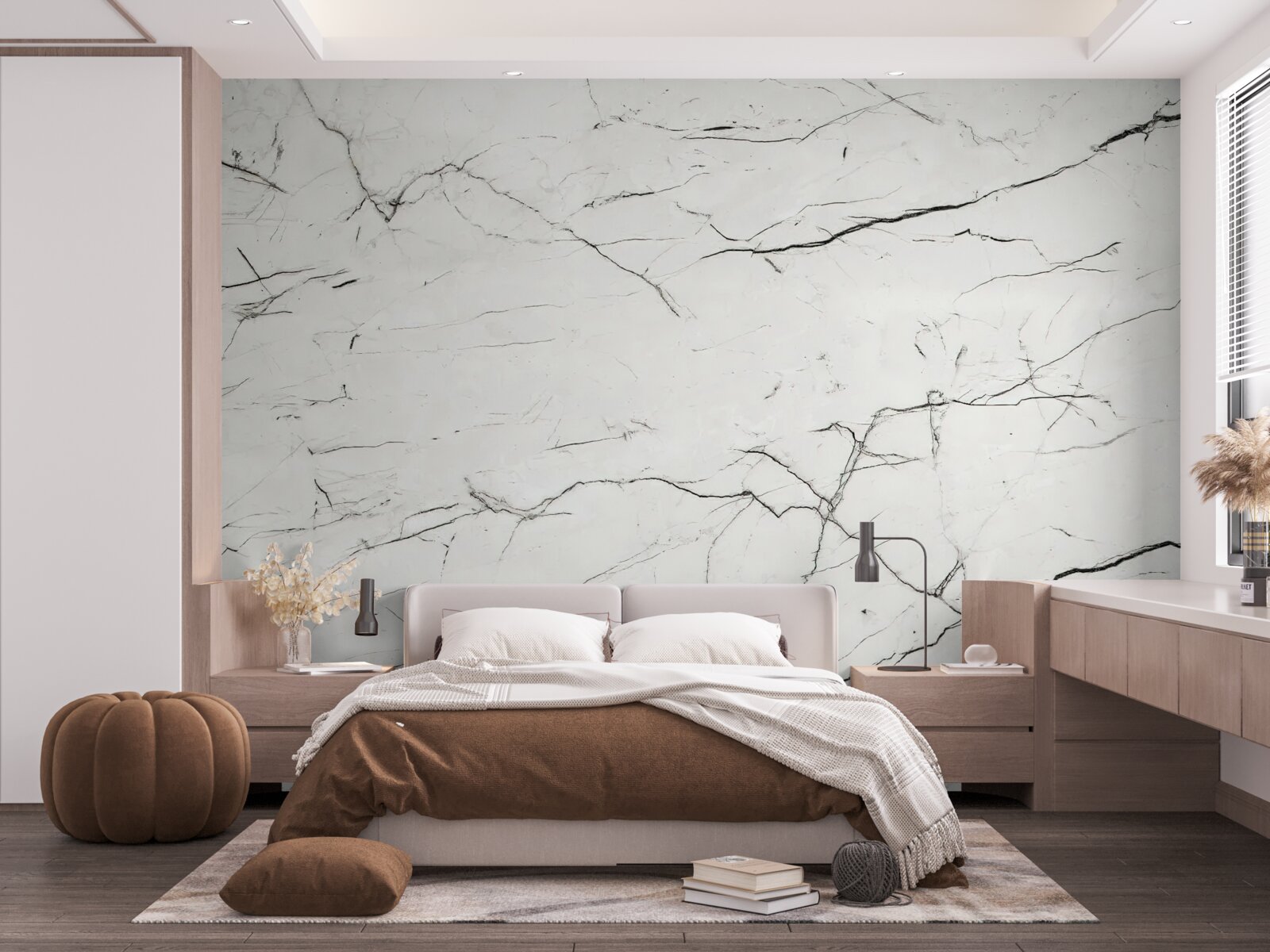 Fototapeta biely mramor s tenkými tmavými žilami