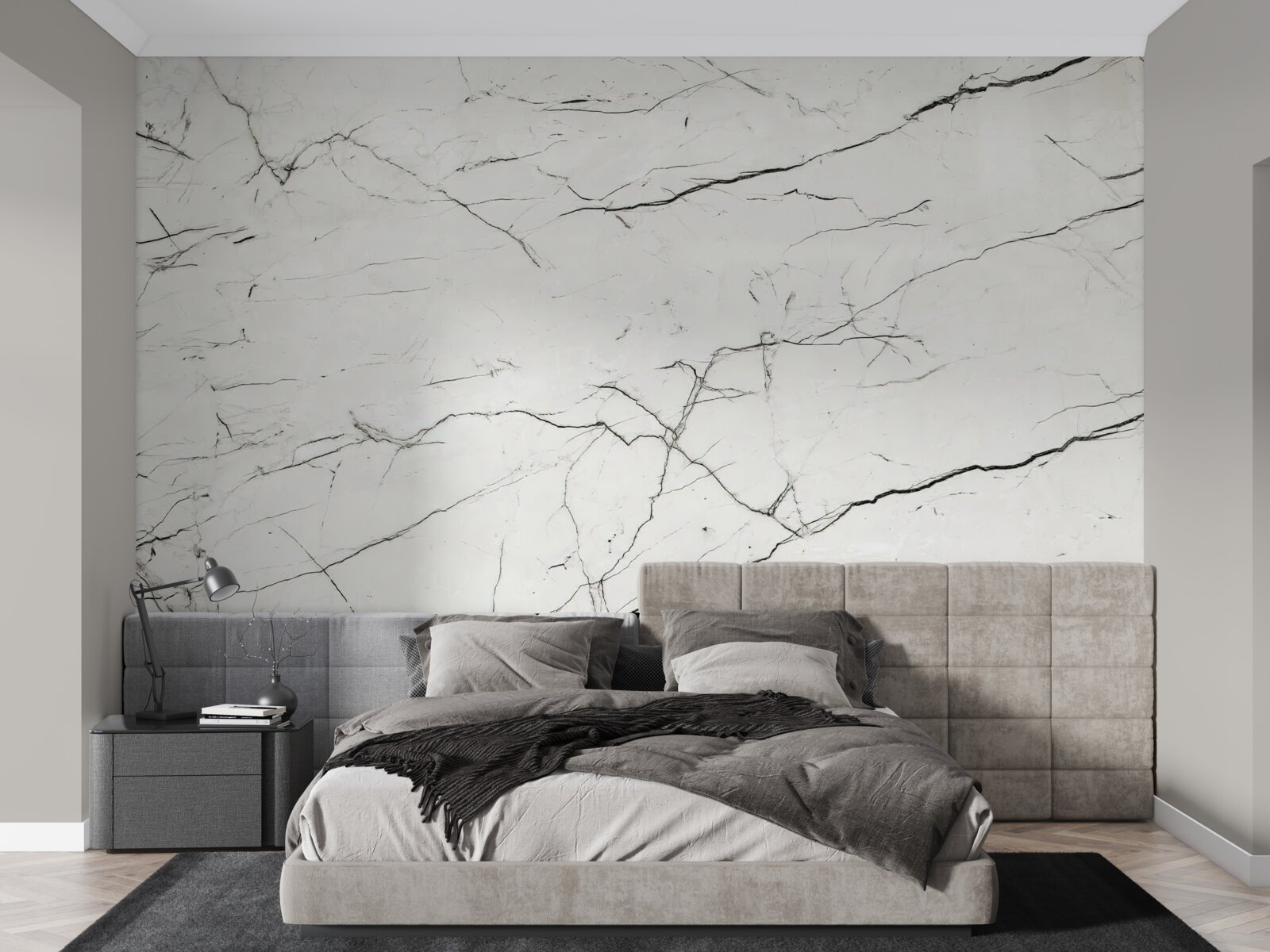 Fototapeta biely mramor s tenkými tmavými žilami