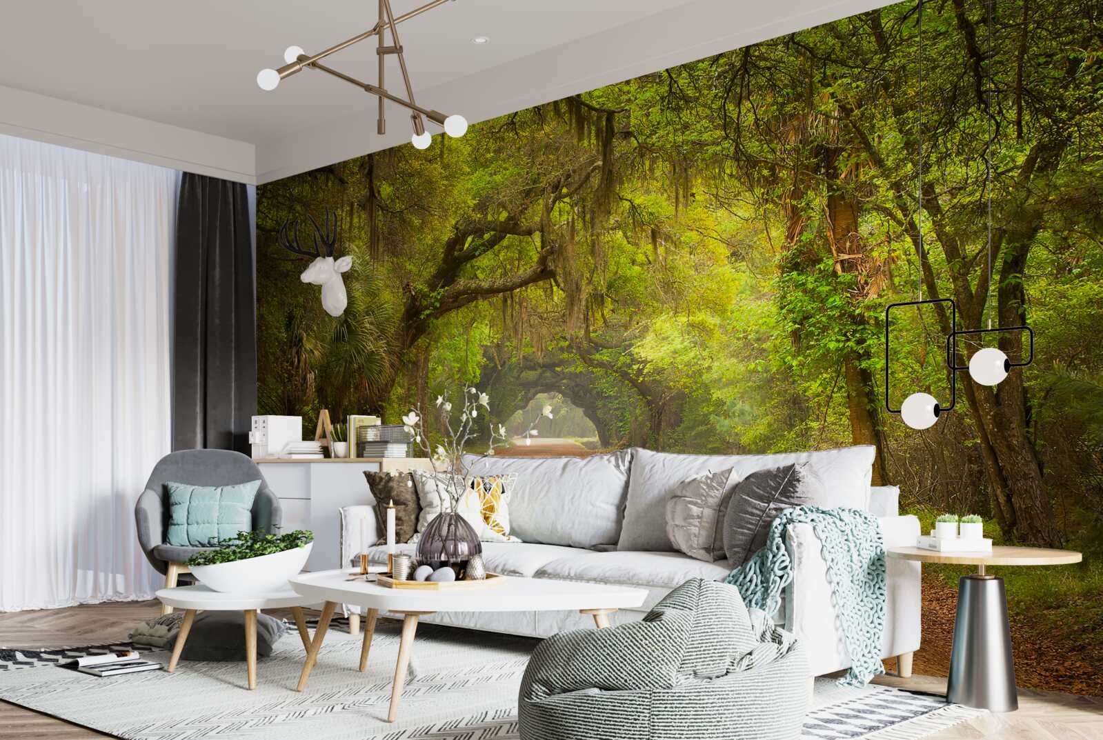 Fototapeta priestranná dráha obklopená zelenými listami