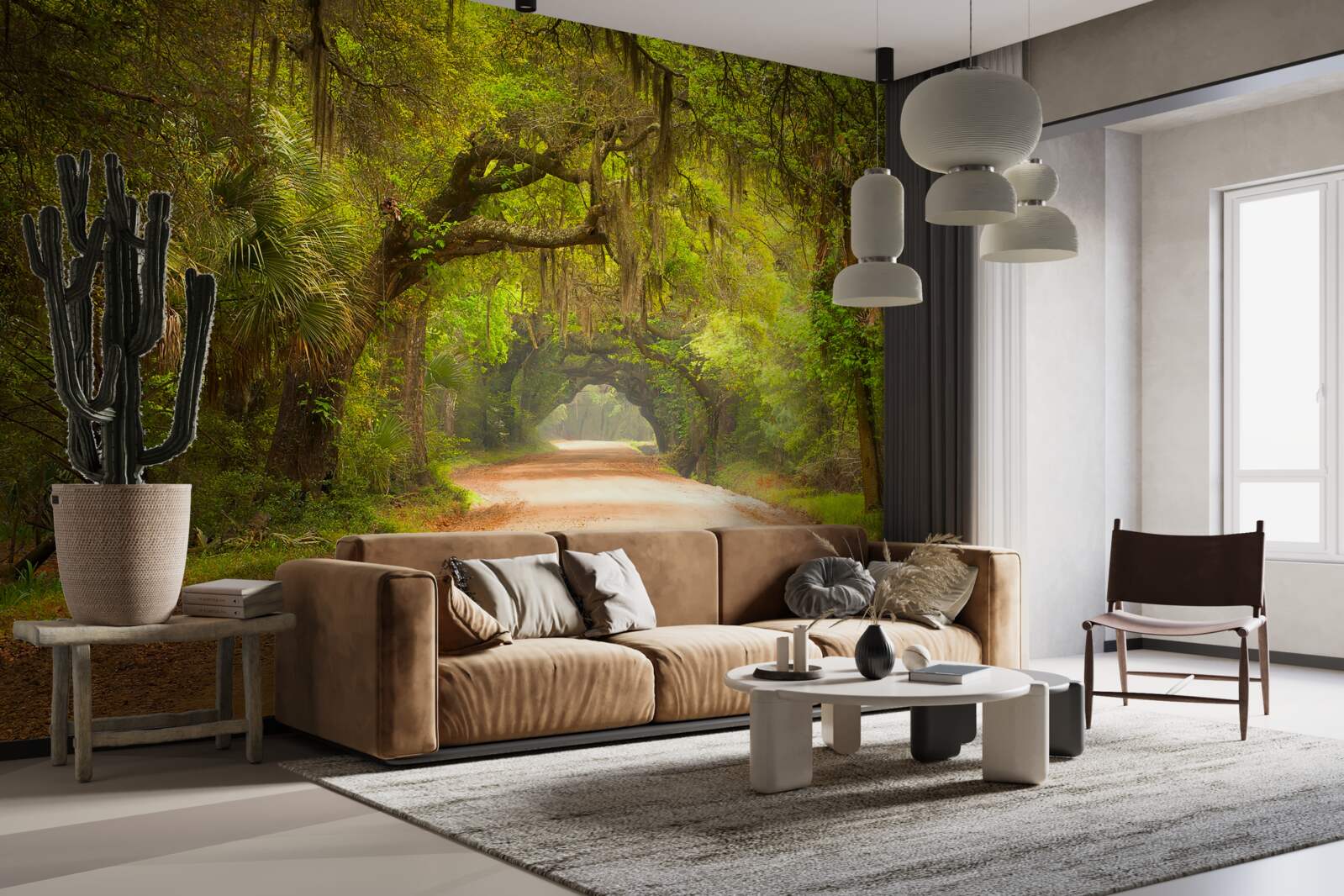 Fototapeta priestranná dráha obklopená zelenými listami