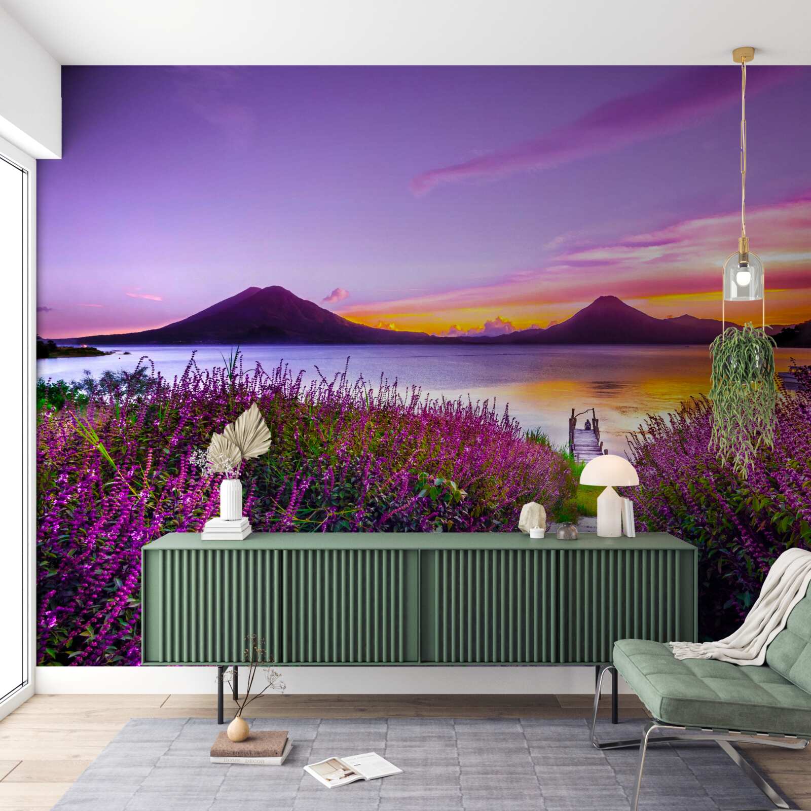 Fototapeta cesta obklopená kríkmi levandule