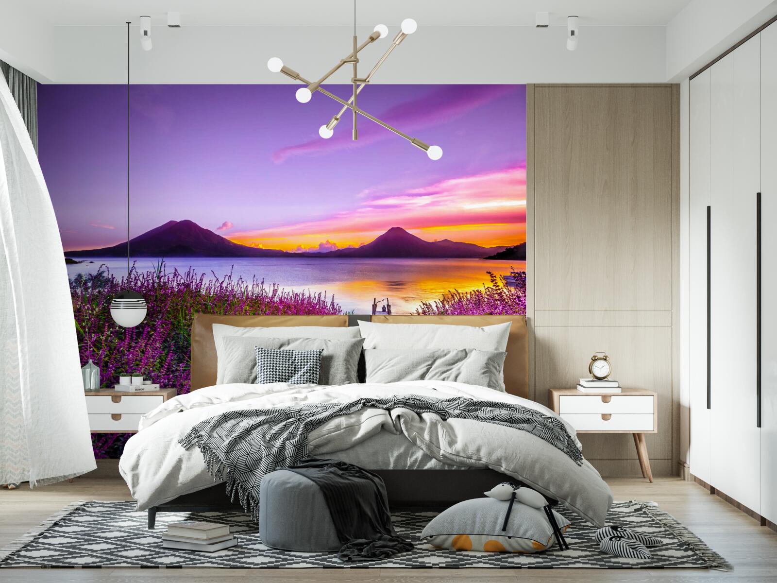 Fototapeta cesta obklopená kríkmi levandule