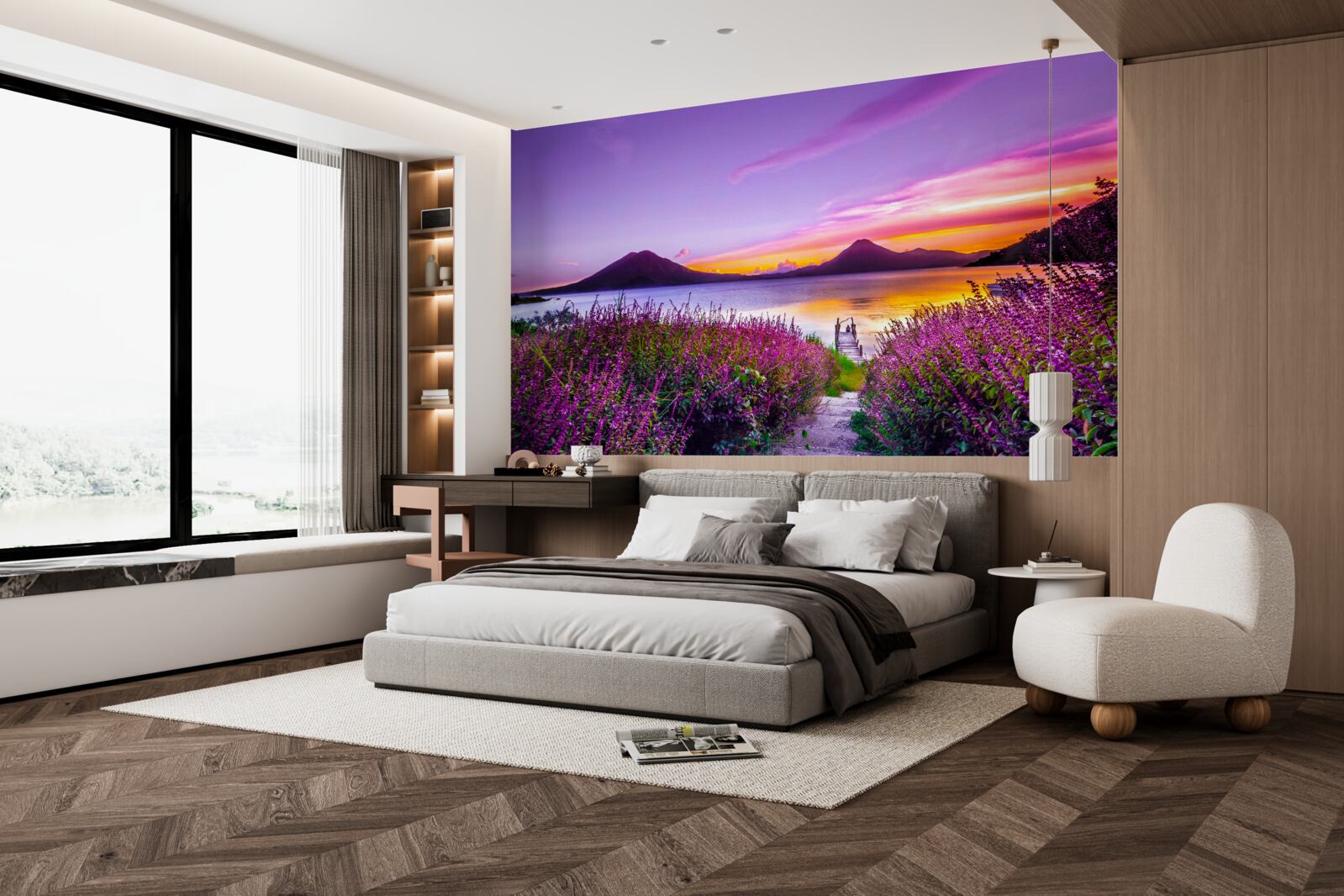 Fototapeta cesta obklopená kríkmi levandule