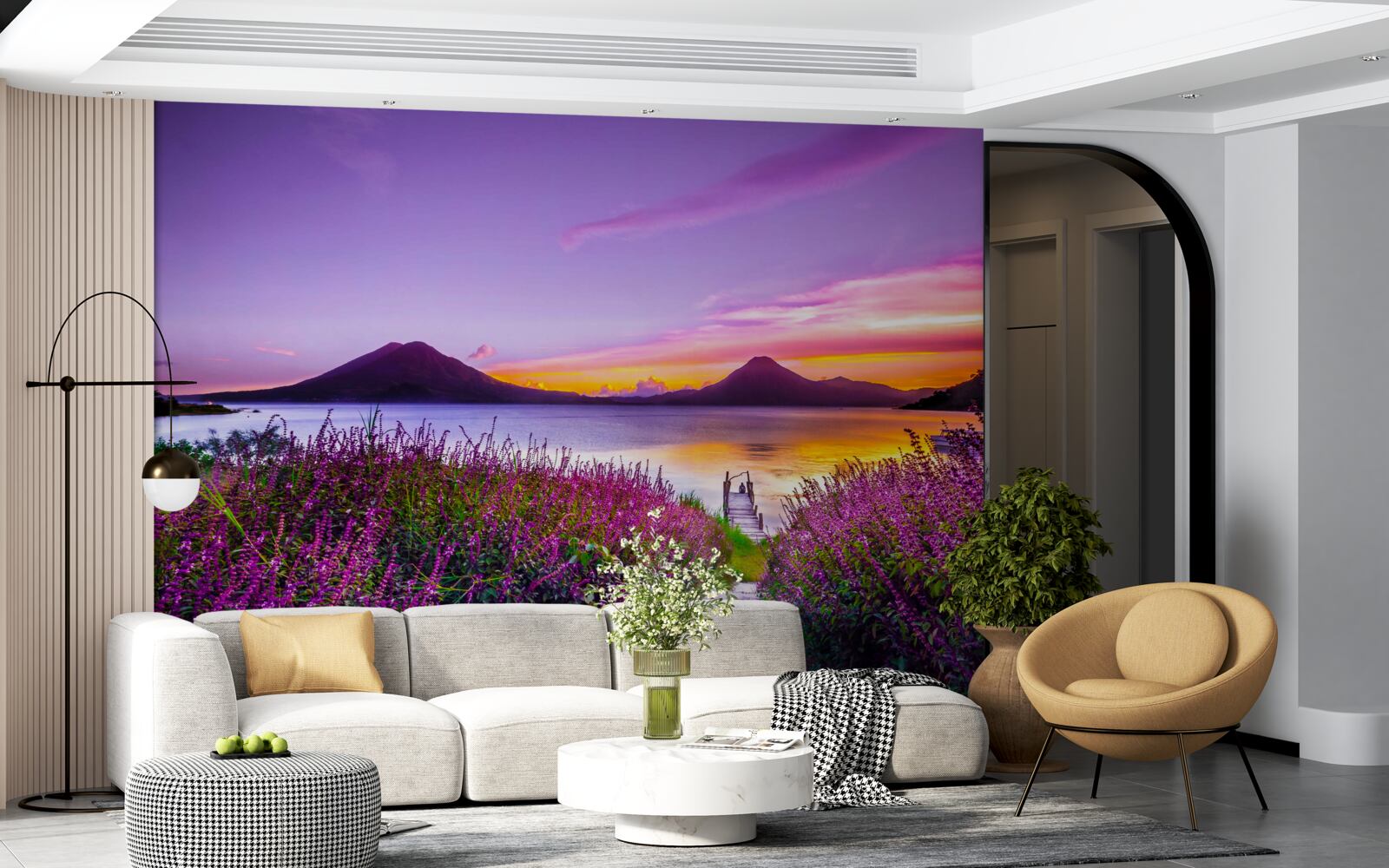 Fototapeta cesta obklopená kríkmi levandule