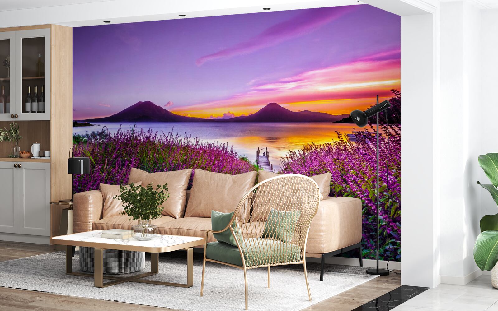 Fototapeta cesta obklopená kríkmi levandule