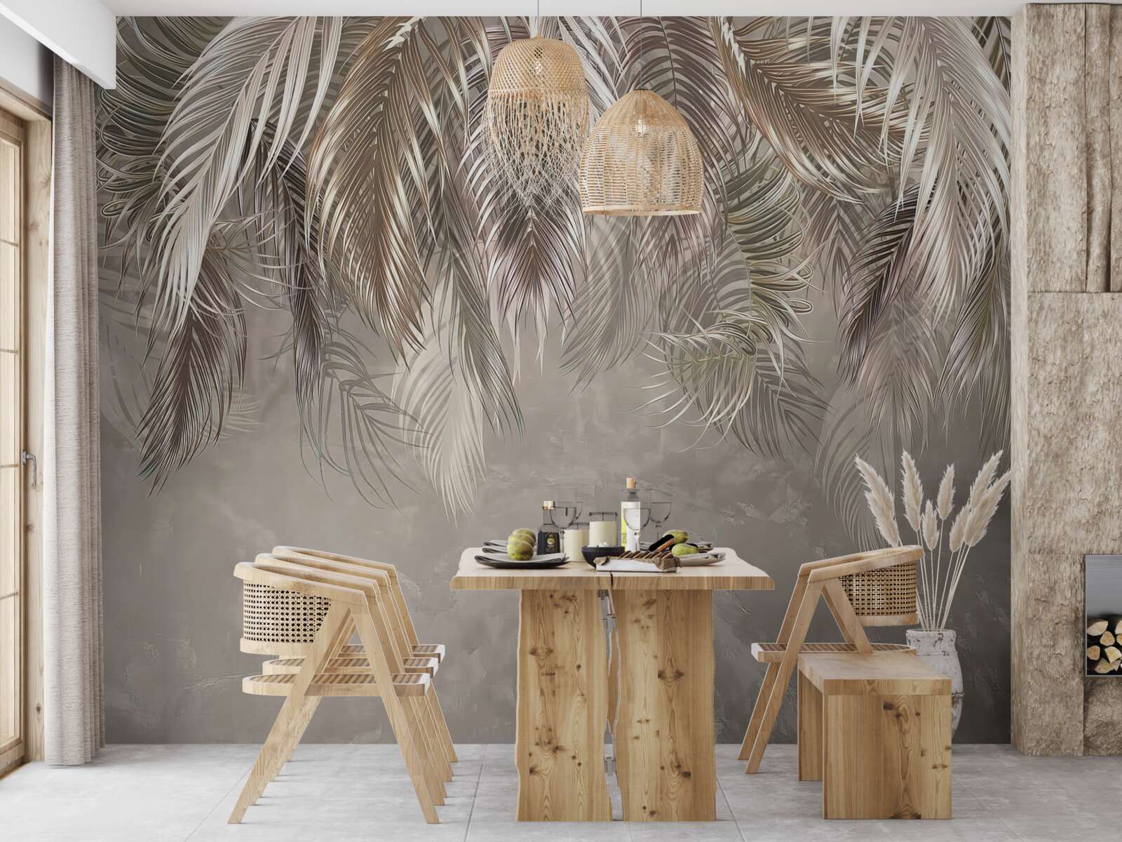 Fototapeta úzke, veľké listy, kaskádovité