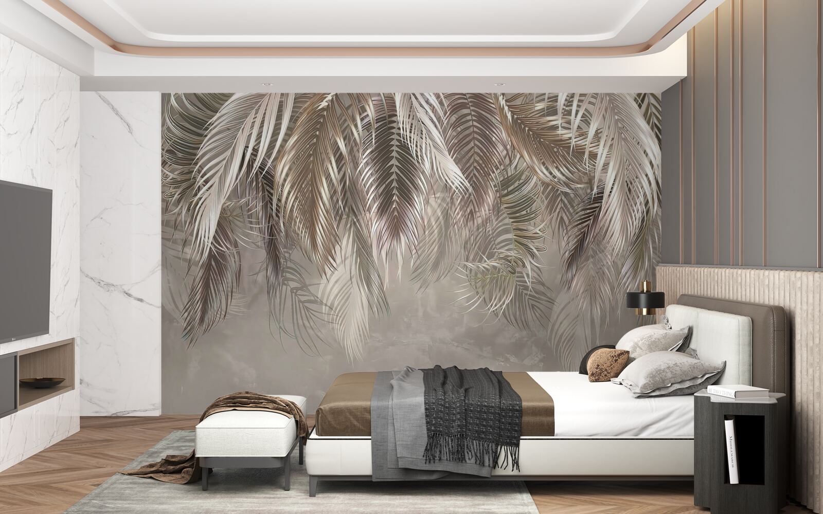 Fototapeta úzke, veľké listy, kaskádovité