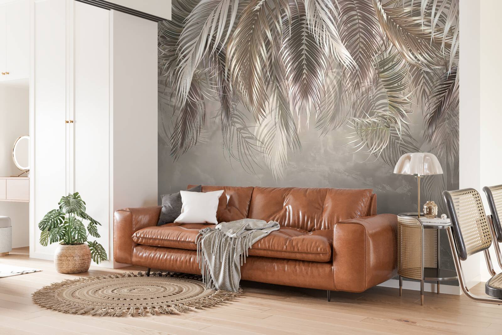 Fototapeta úzke, veľké listy, kaskádovité