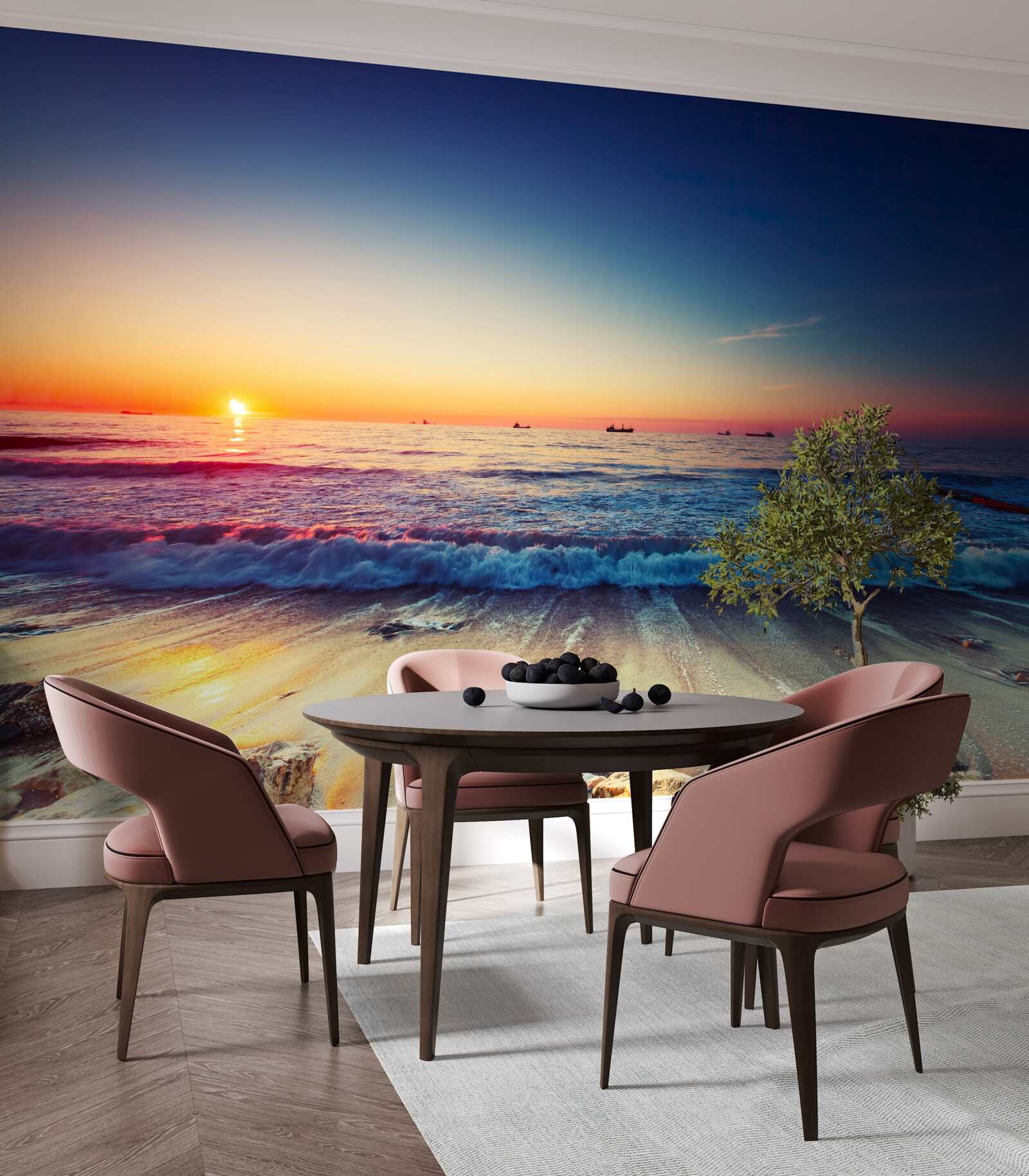 Fototapeta morská búrka na pozadí západu slnka