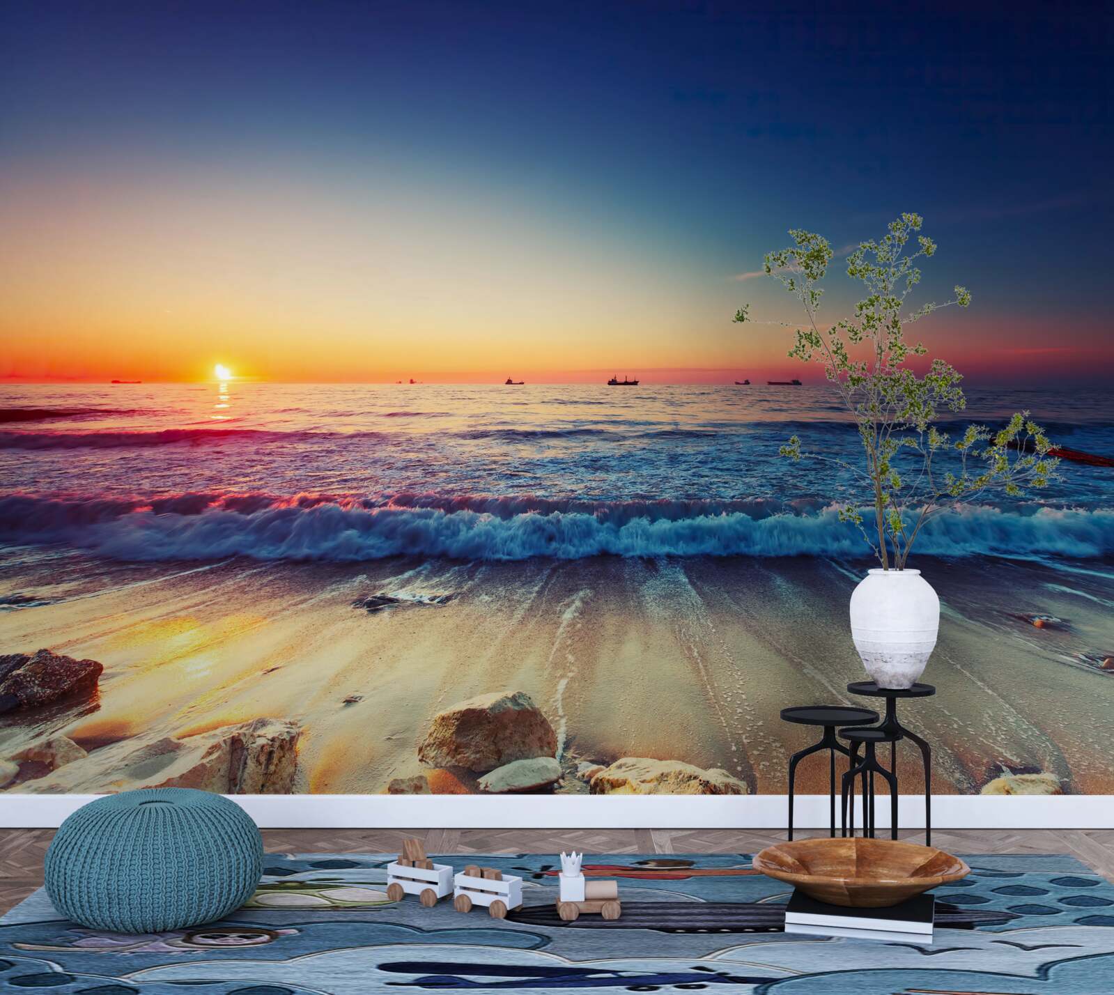 Fototapeta morská búrka na pozadí západu slnka