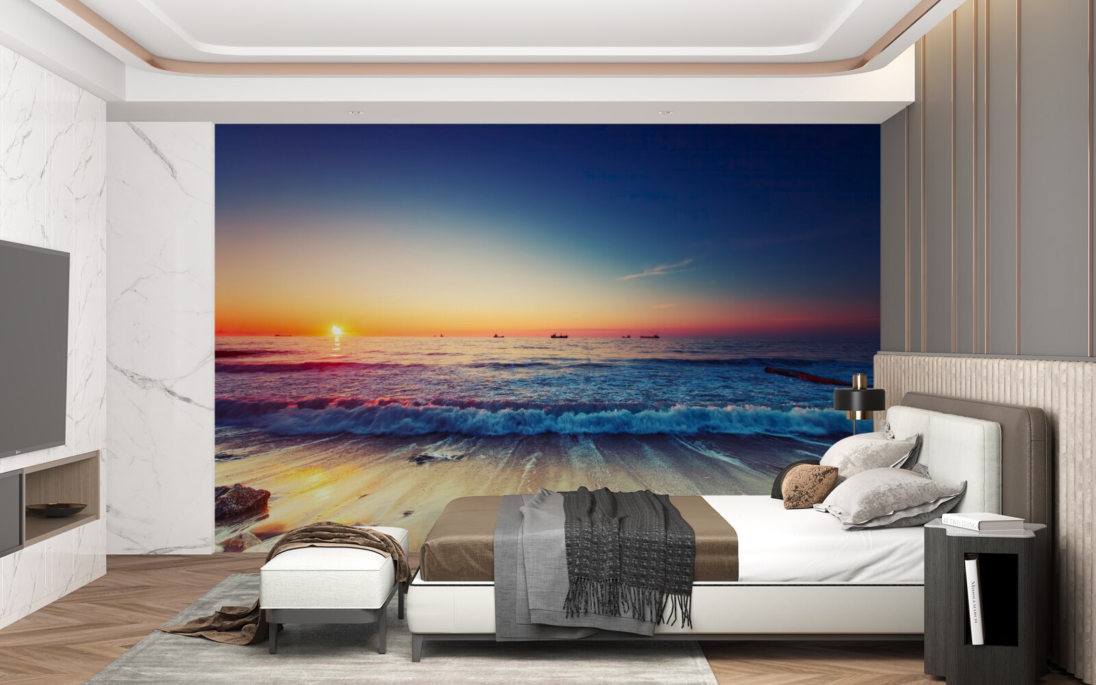 Fototapeta morská búrka na pozadí západu slnka