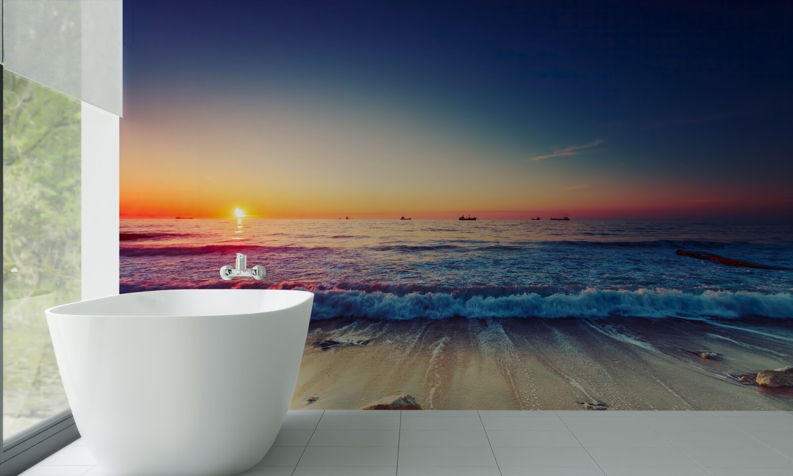 Fototapeta morská búrka na pozadí západu slnka