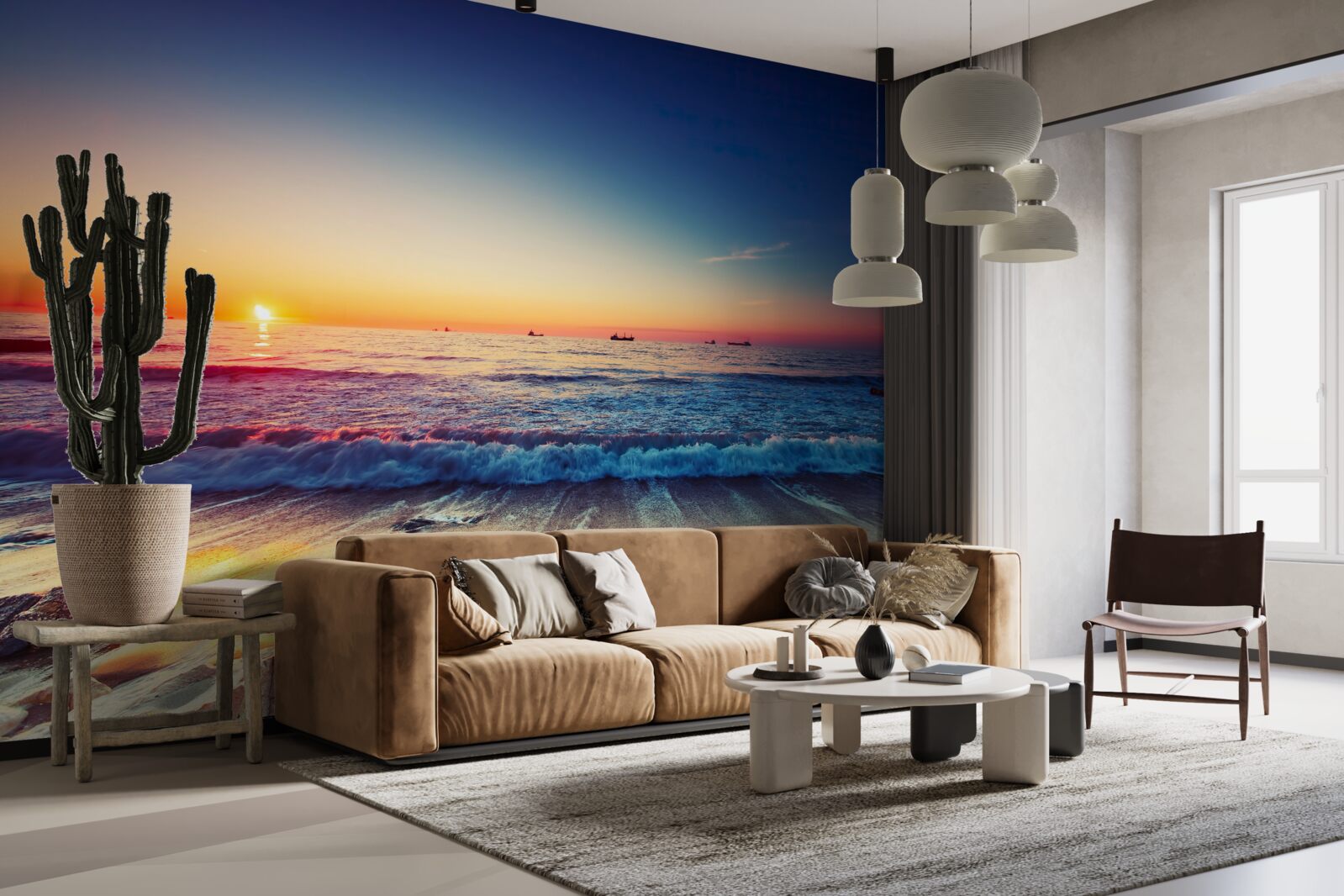 Fototapeta morská búrka na pozadí západu slnka