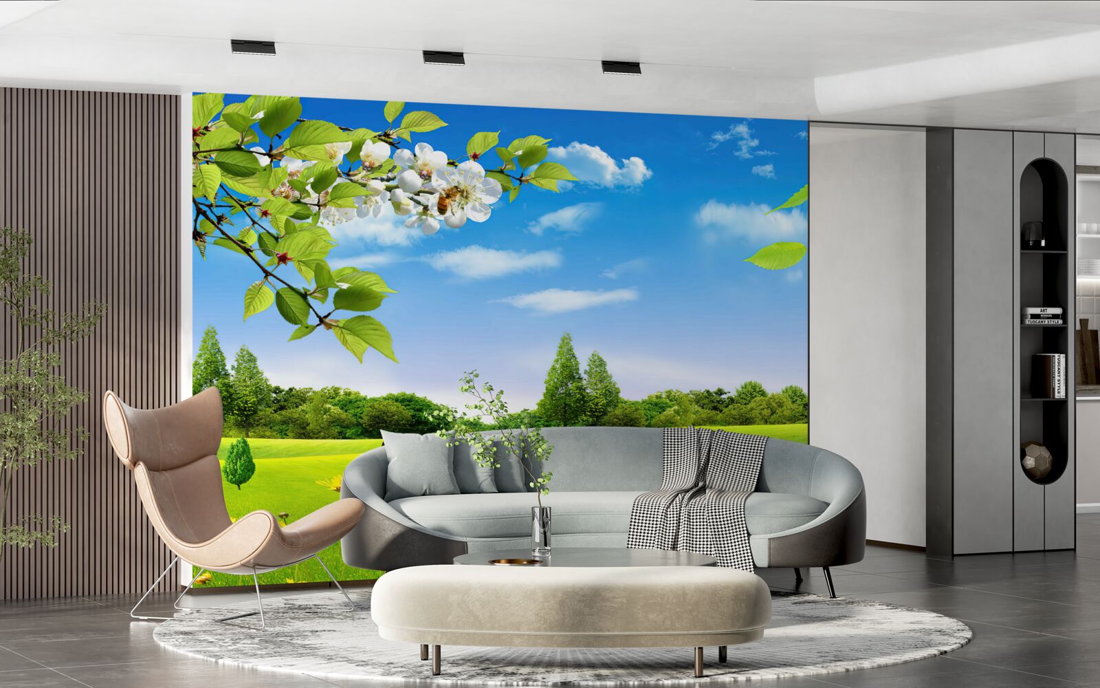 Fototapeta zelený trávnik a motýľ