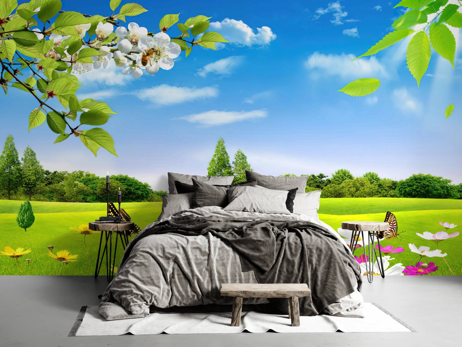 Fototapeta zelený trávnik a motýľ