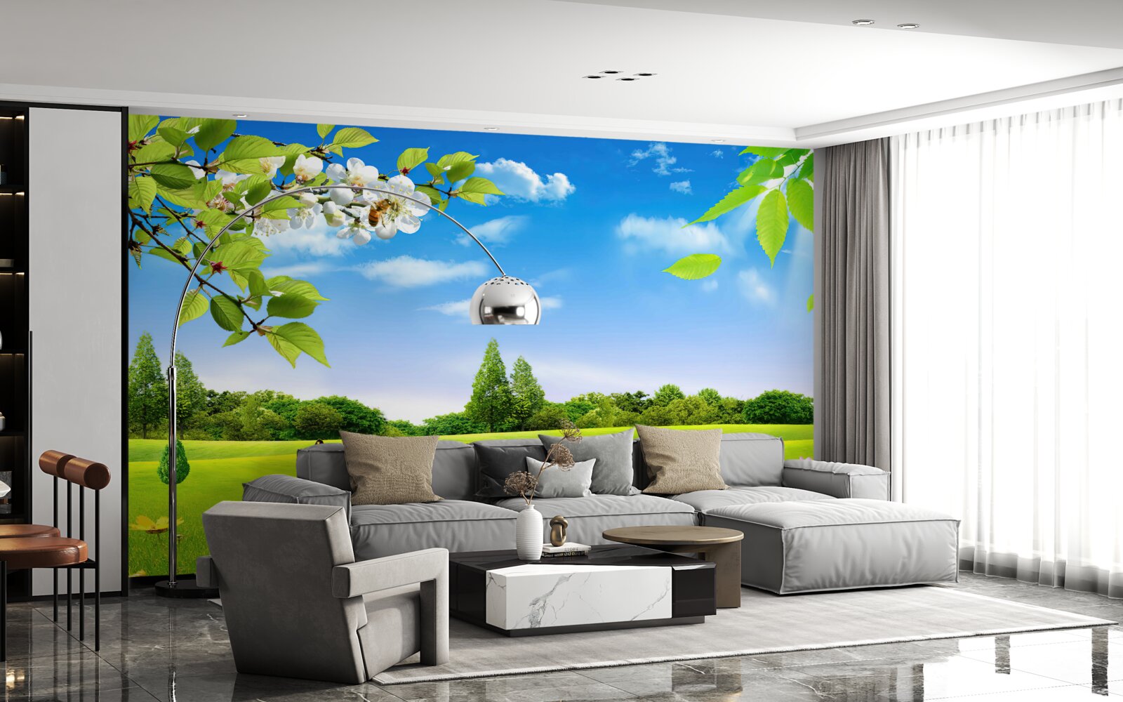 Fototapeta zelený trávnik a motýľ