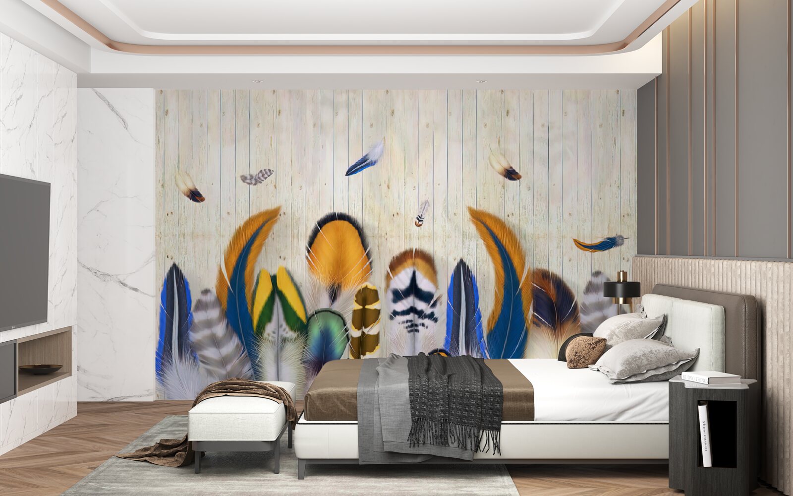 Fototapeta vtáčie perie rôznych formátov a odtieňov