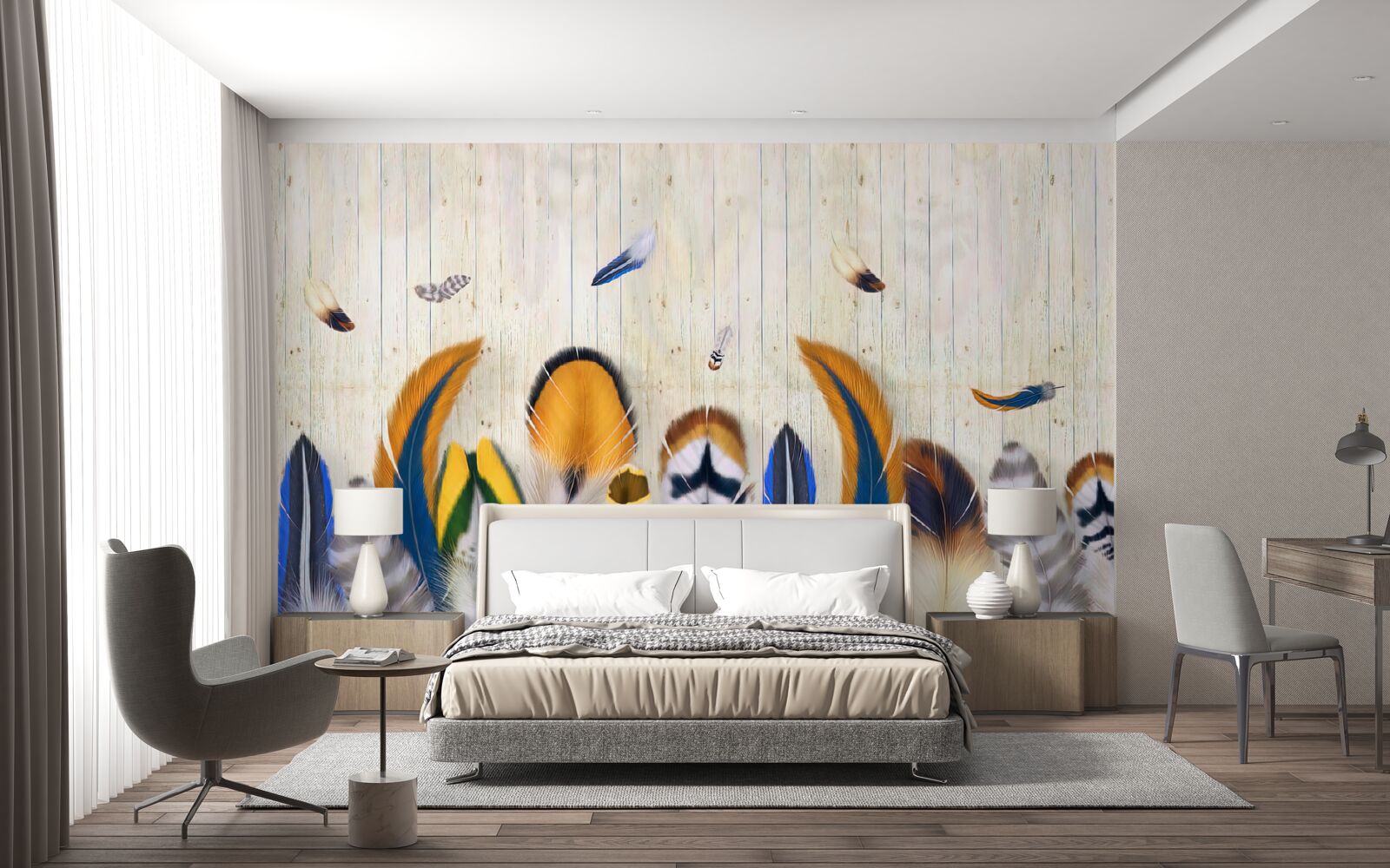 Fototapeta vtáčie perie rôznych formátov a odtieňov