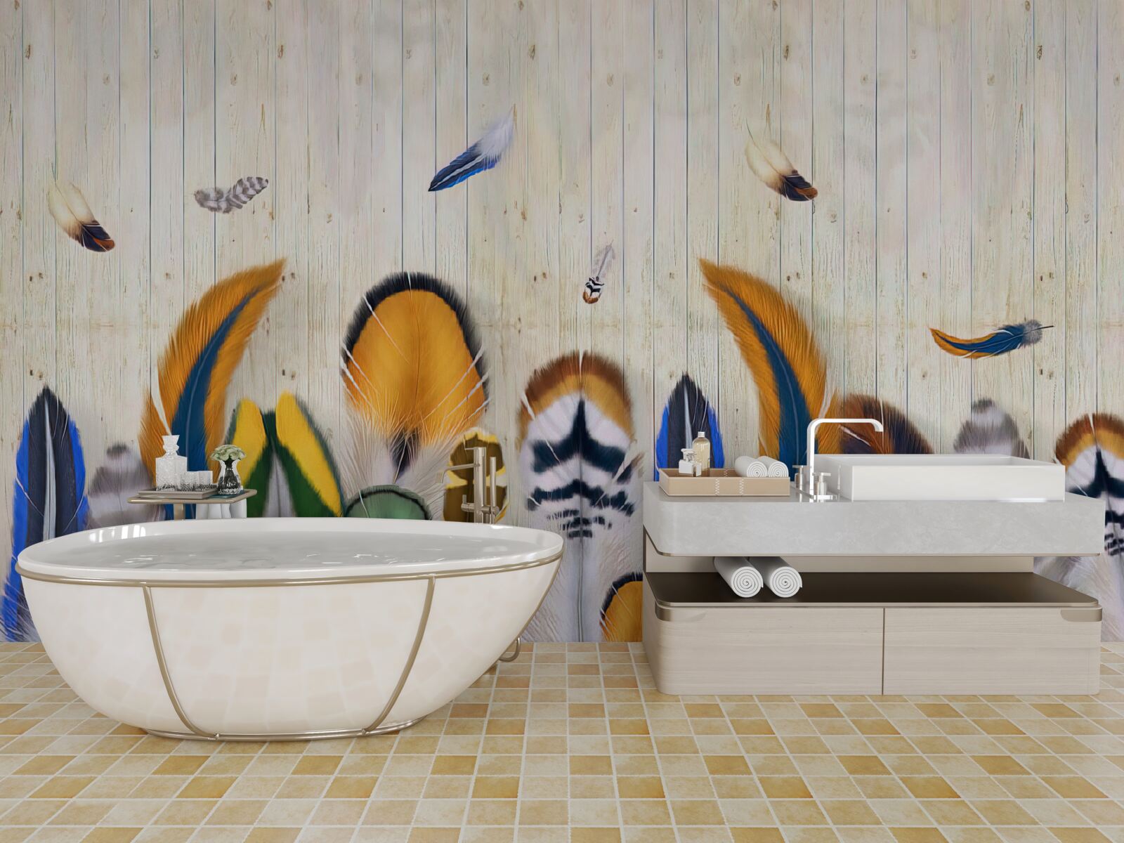 Fototapeta vtáčie perie rôznych formátov a odtieňov