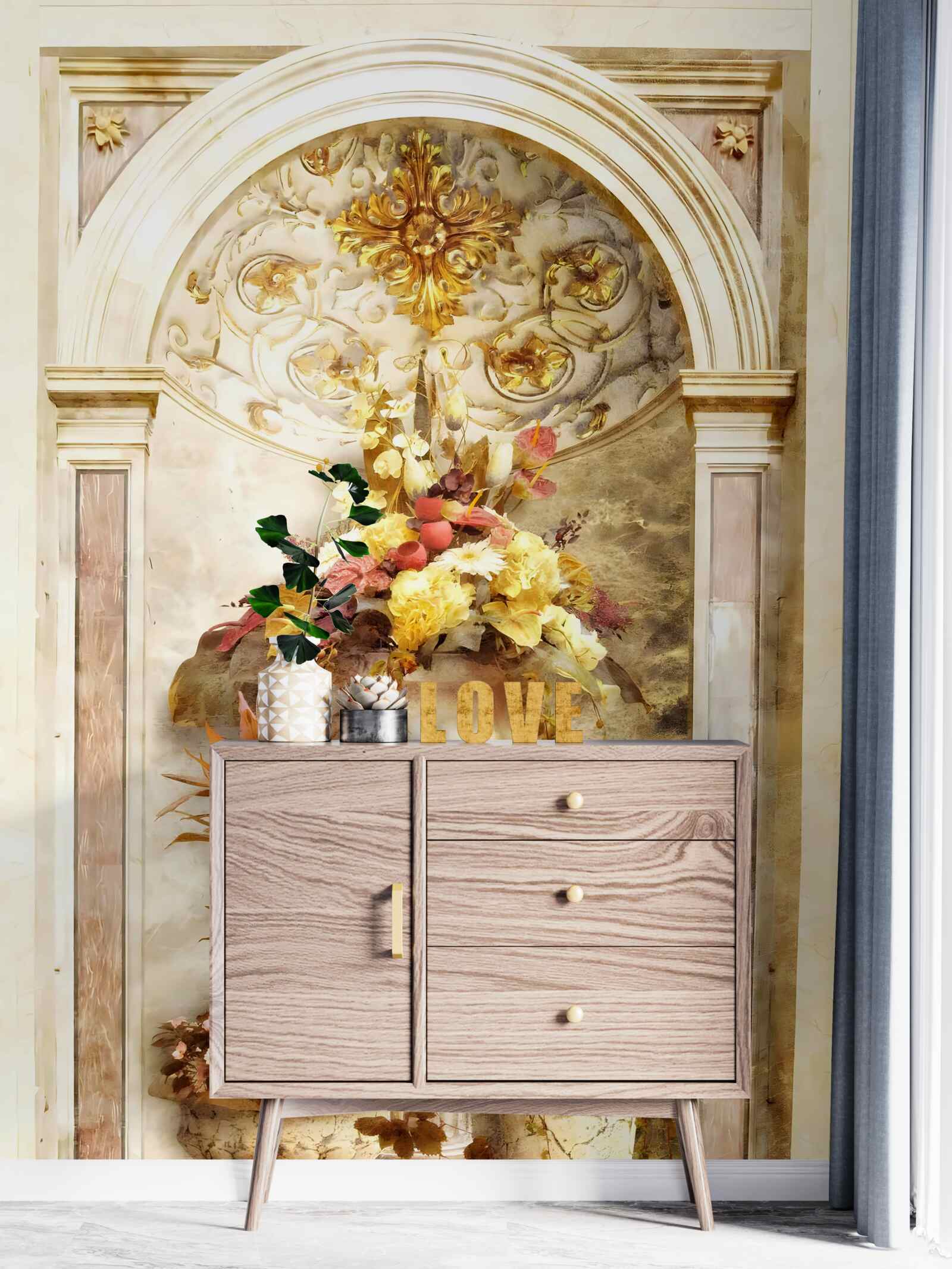 Fototapeta kvety v nástenných vázach