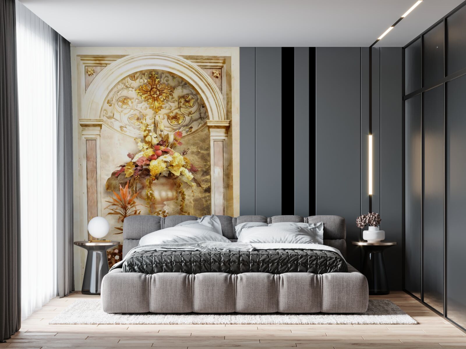 Fototapeta kvety v nástenných vázach