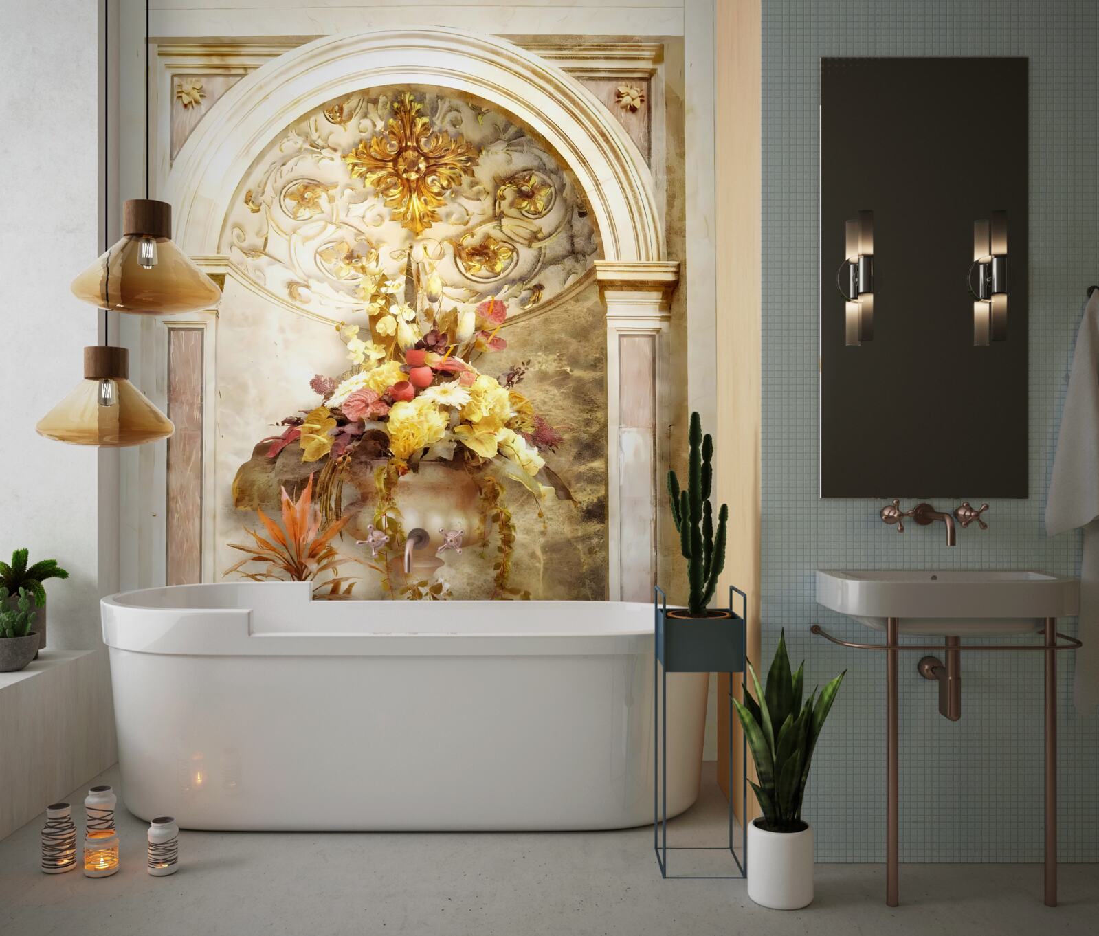 Fototapeta kvety v nástenných vázach