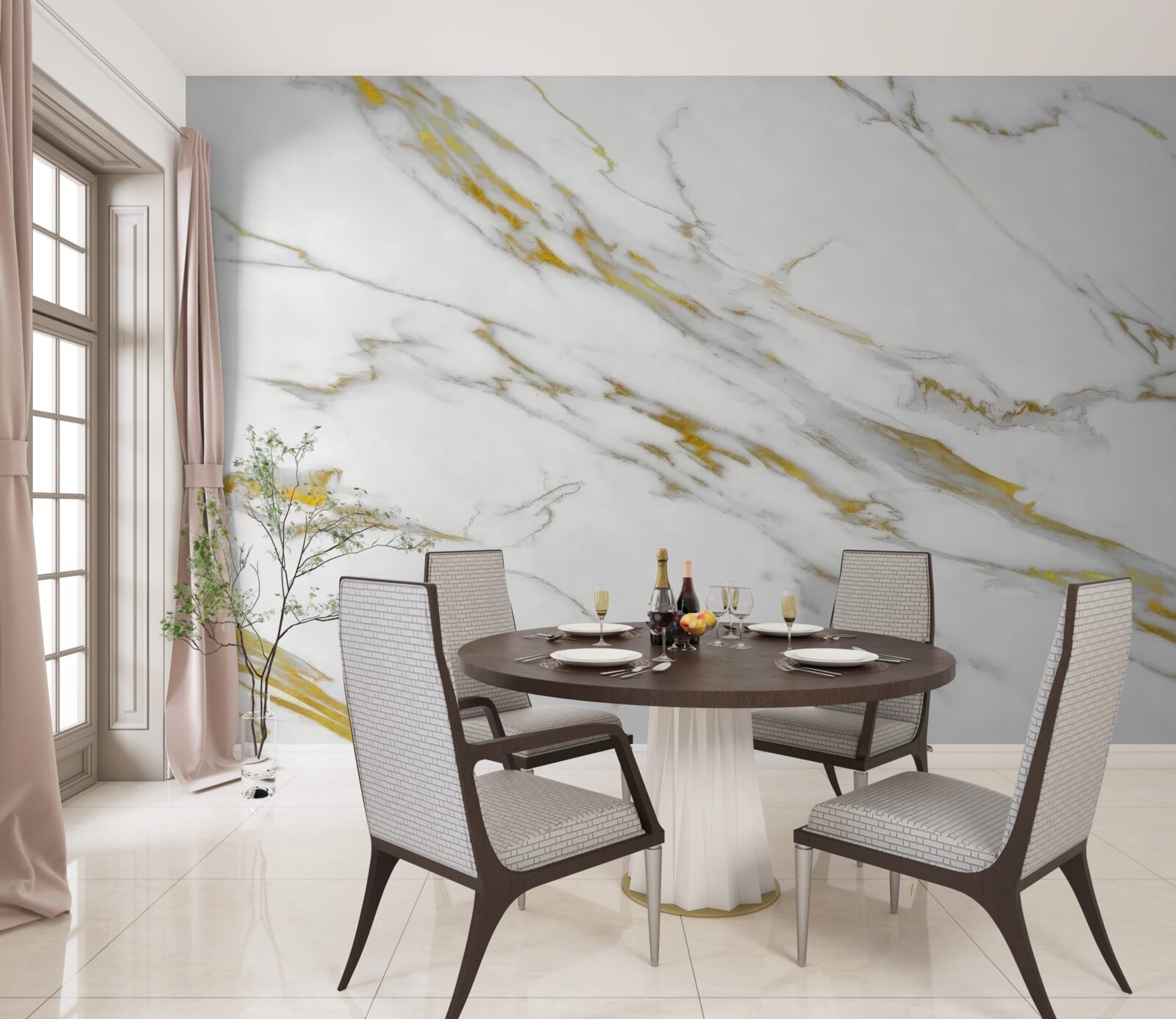 Fototapeta biele pozadie so zlatými čiarami