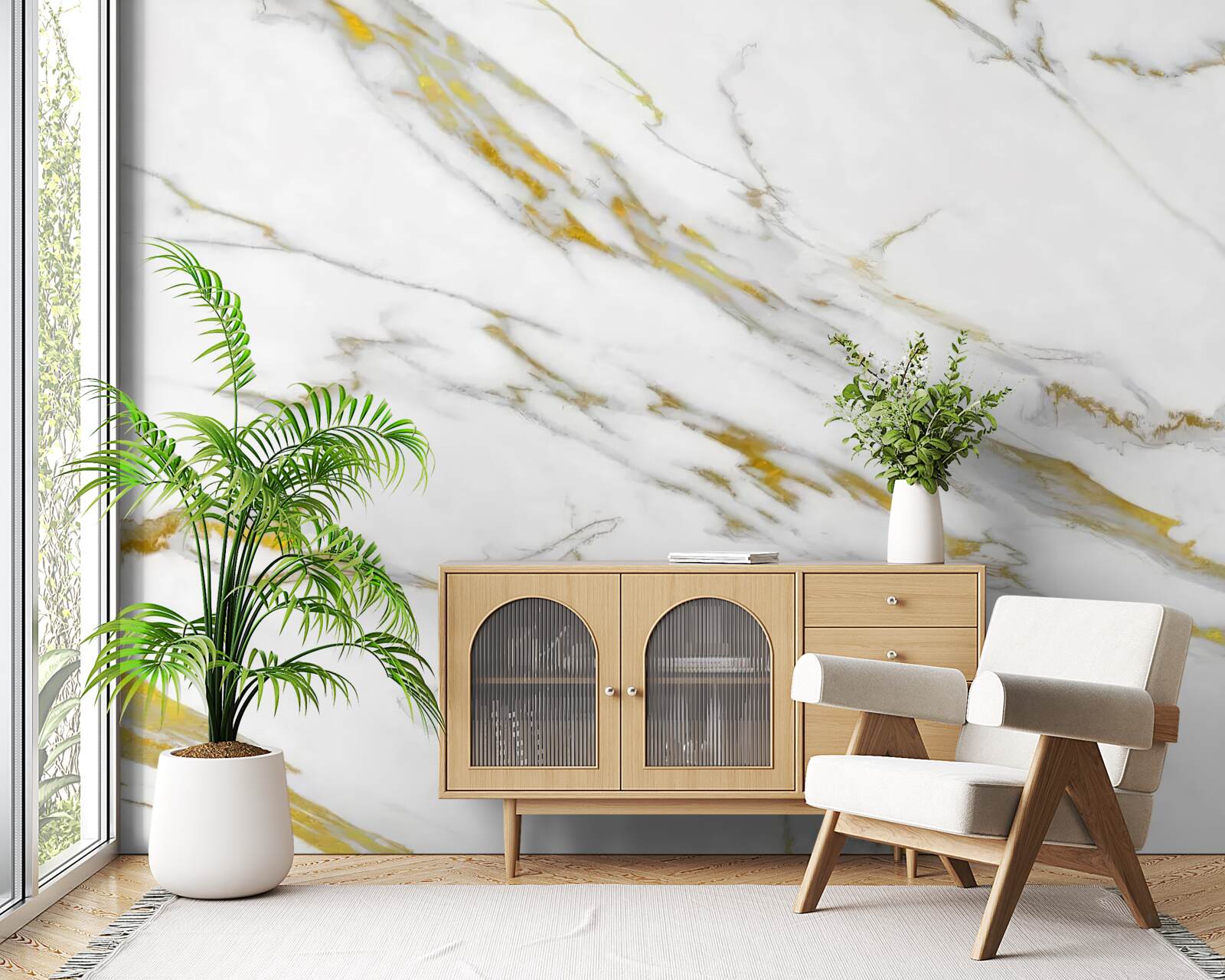 Fototapeta biele pozadie so zlatými čiarami