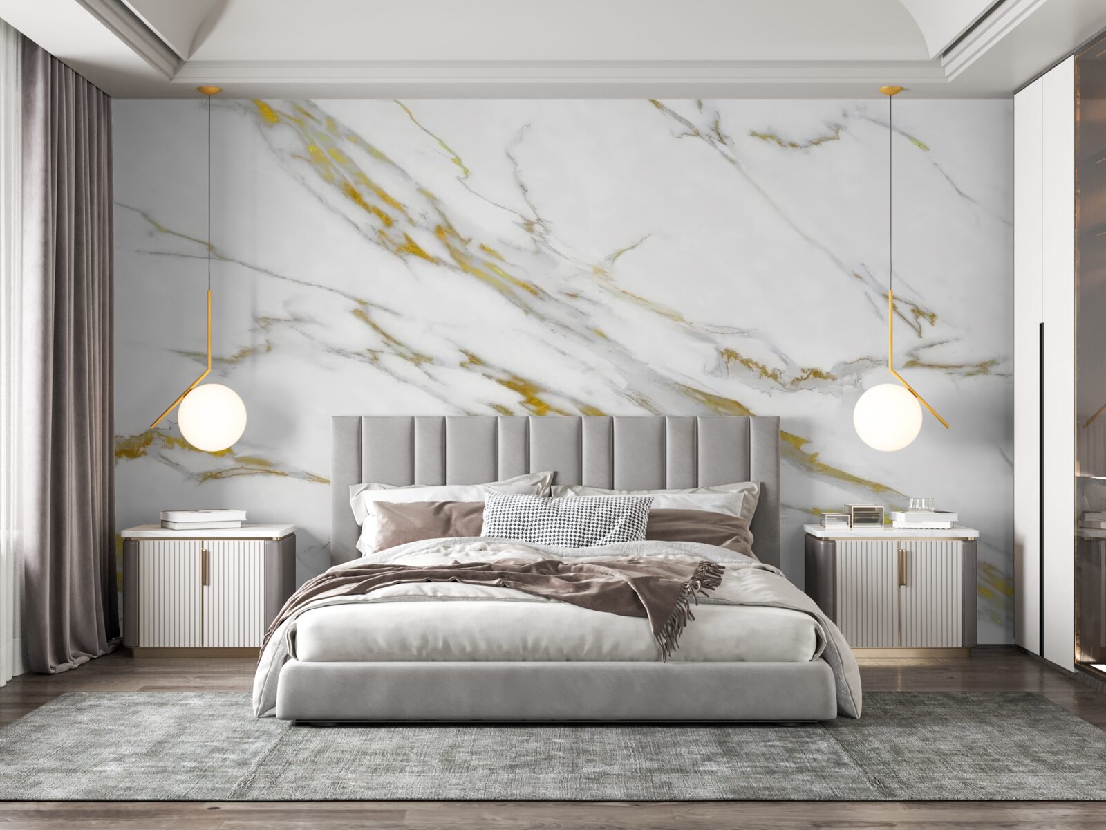 Fototapeta biele pozadie so zlatými čiarami