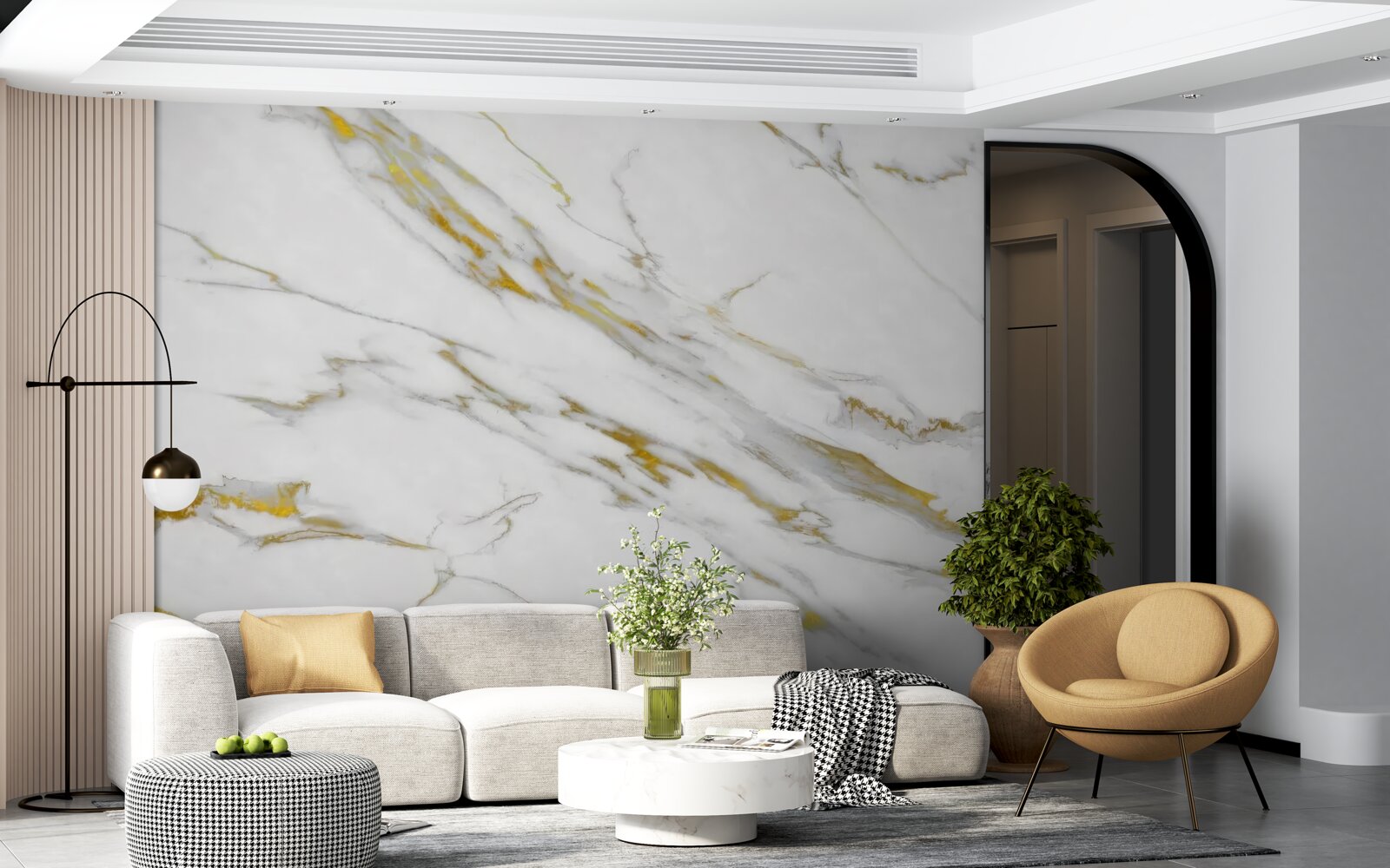 Fototapeta biele pozadie so zlatými čiarami