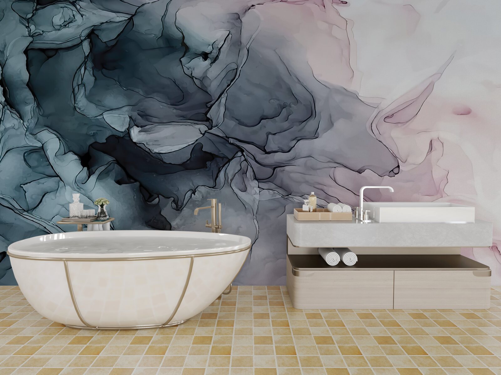 Fototapeta viacfarebné akvarelové stopy