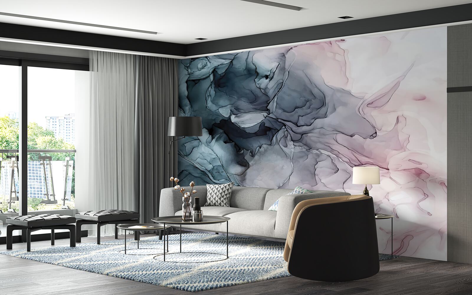 Fototapeta viacfarebné akvarelové stopy