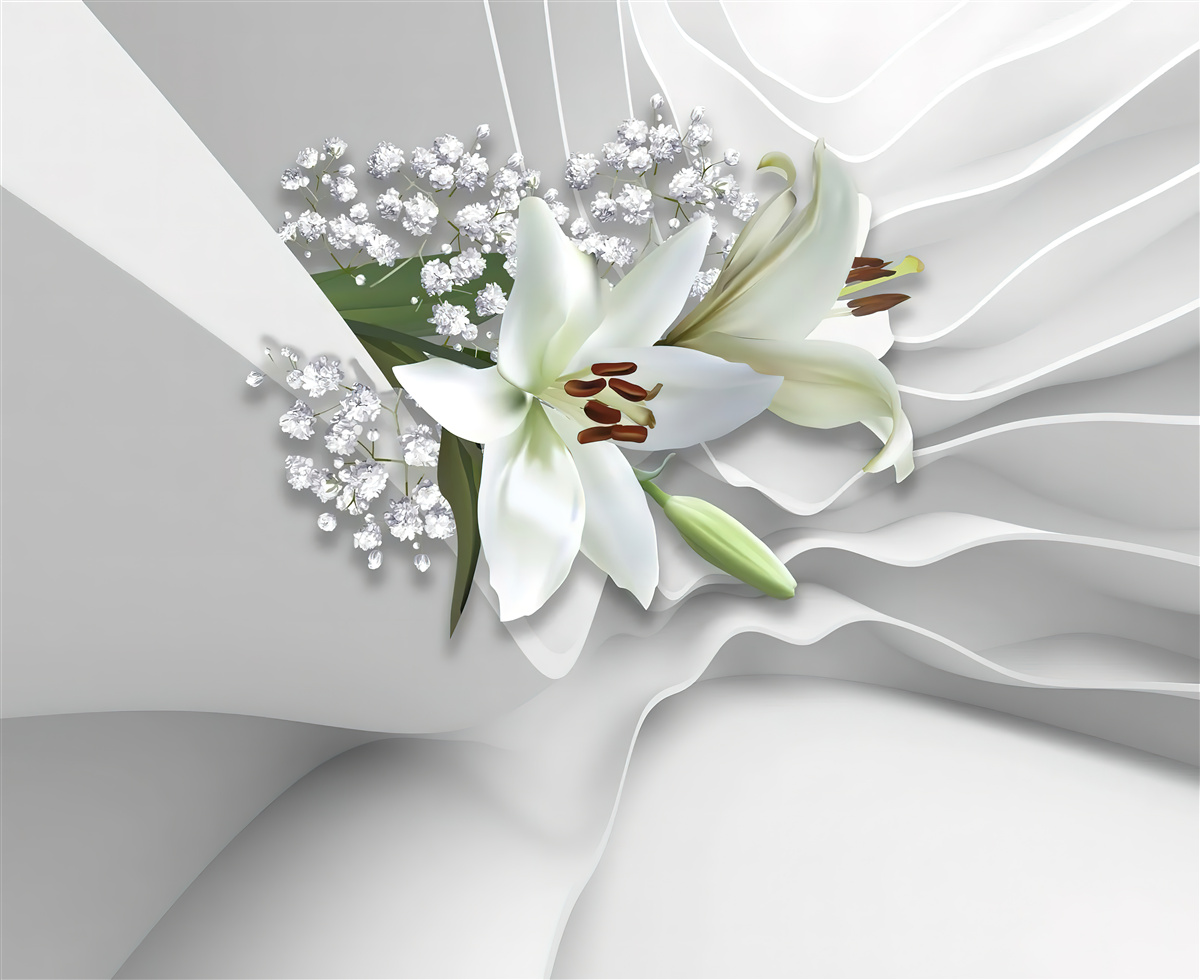 Fototapeta svetlé pozadie s bielymi ľaliami