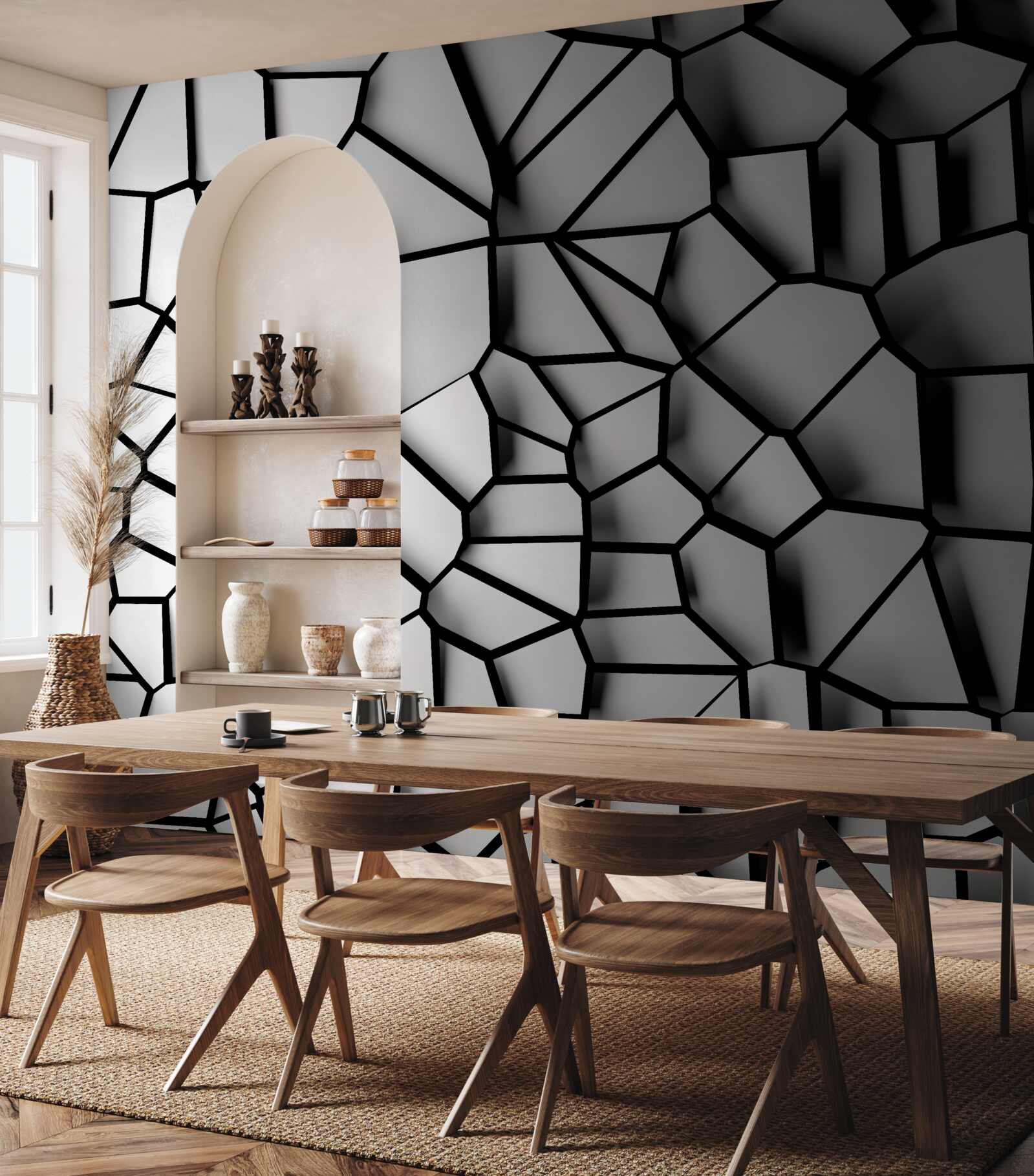 Fototapeta biela stena s objemovým efektom