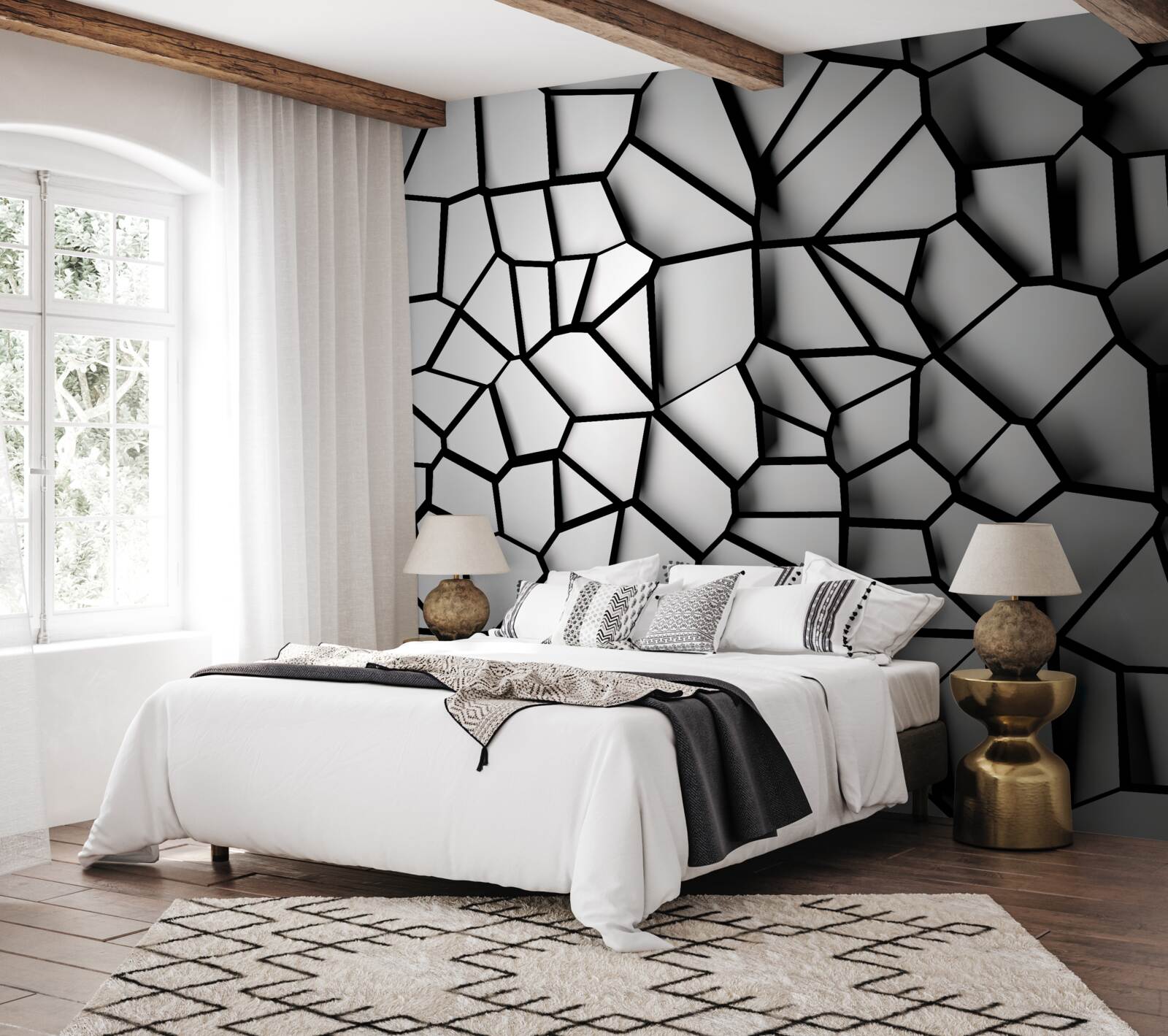 Fototapeta biela stena s objemovým efektom