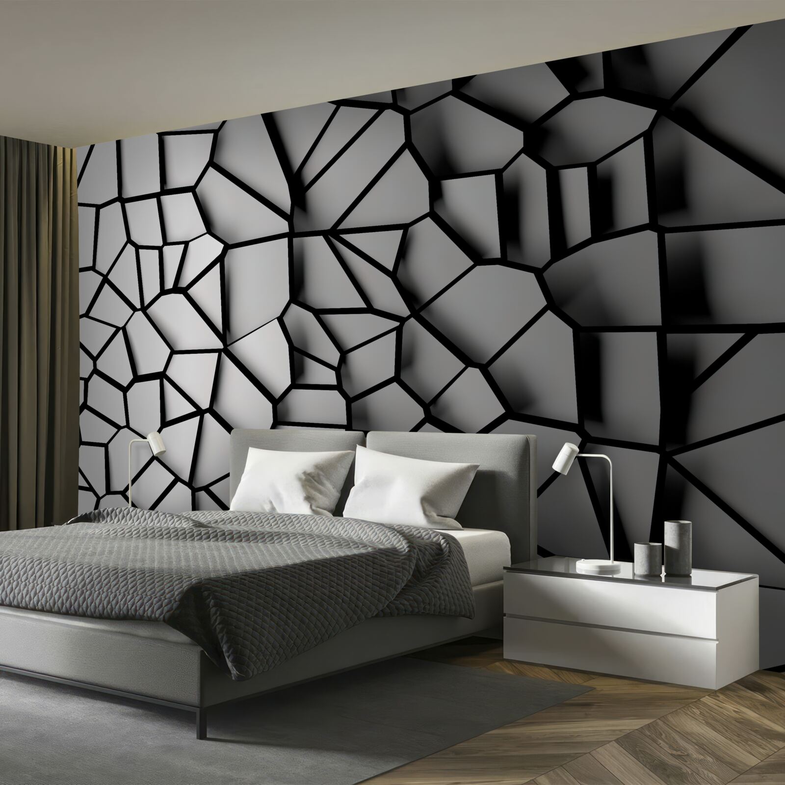 Fototapeta biela stena s objemovým efektom