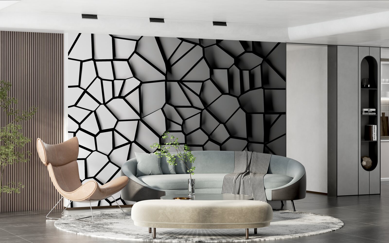 Fototapeta biela stena s objemovým efektom