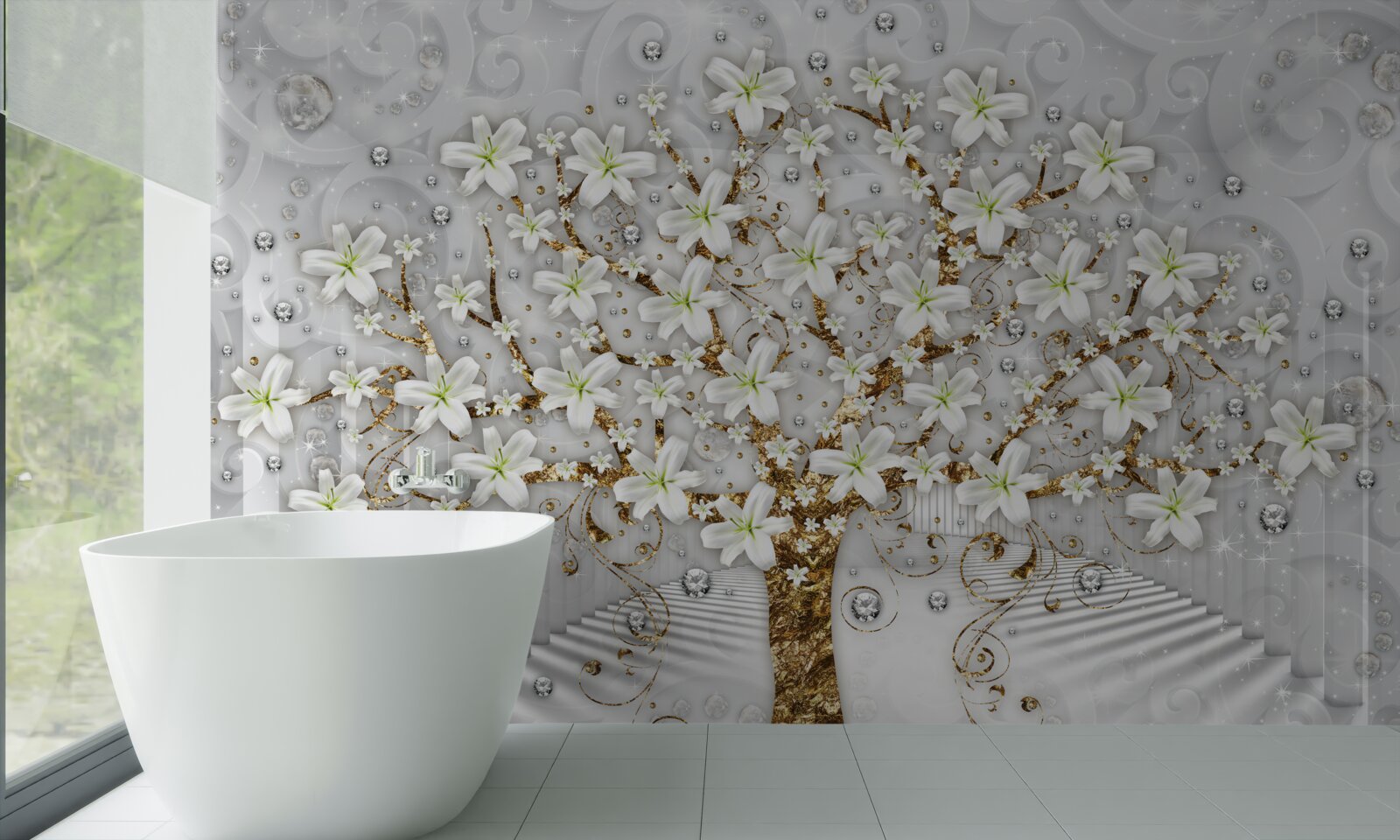 Fototapeta na strome kvitli biele kvety